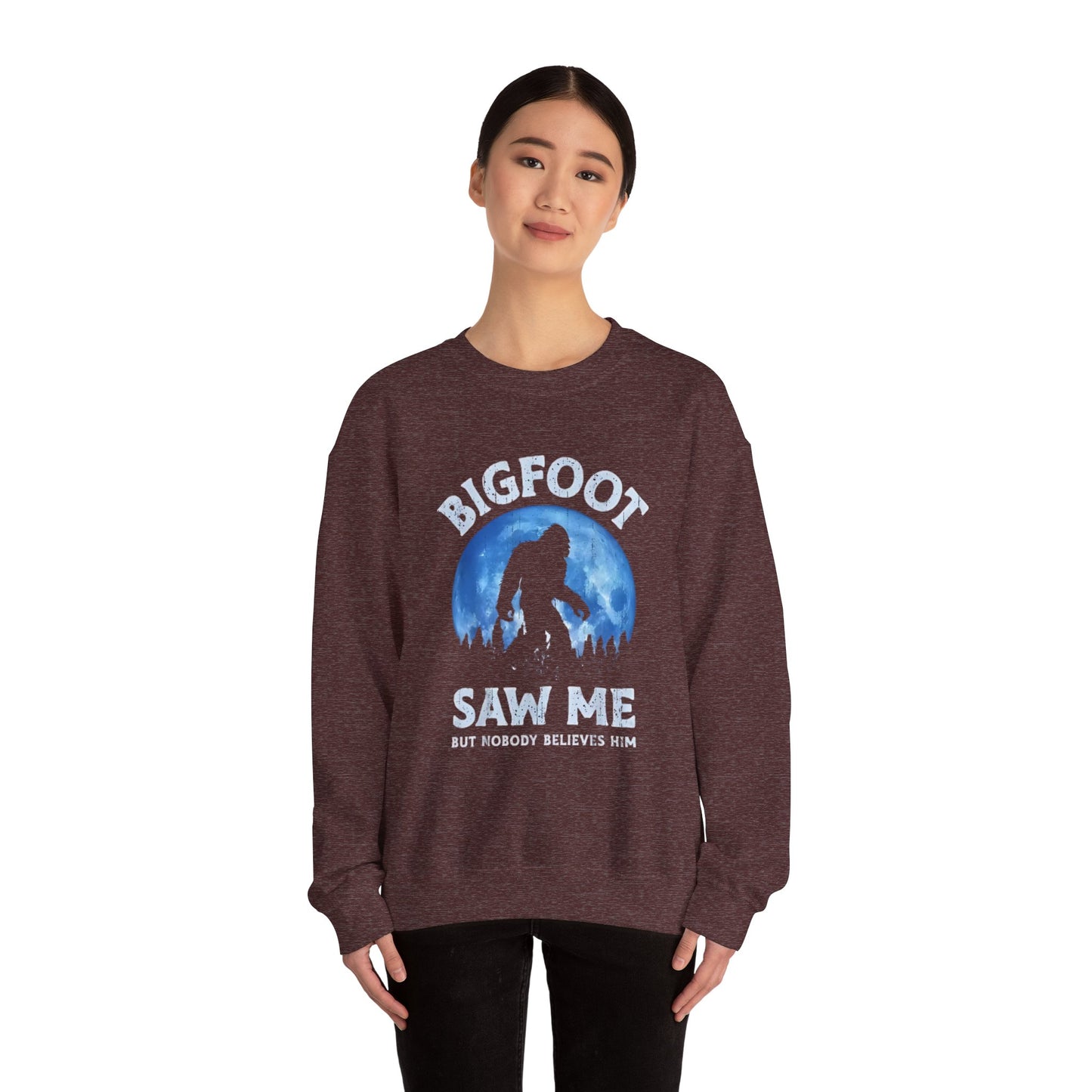Funny Sasquatch Vintage Unisex Sweatshirt, Bigfoot Saw Me Shirt, Gift for Cryptid Lover, Yeti Graphic Pullover, Cryptozoology Crewneck