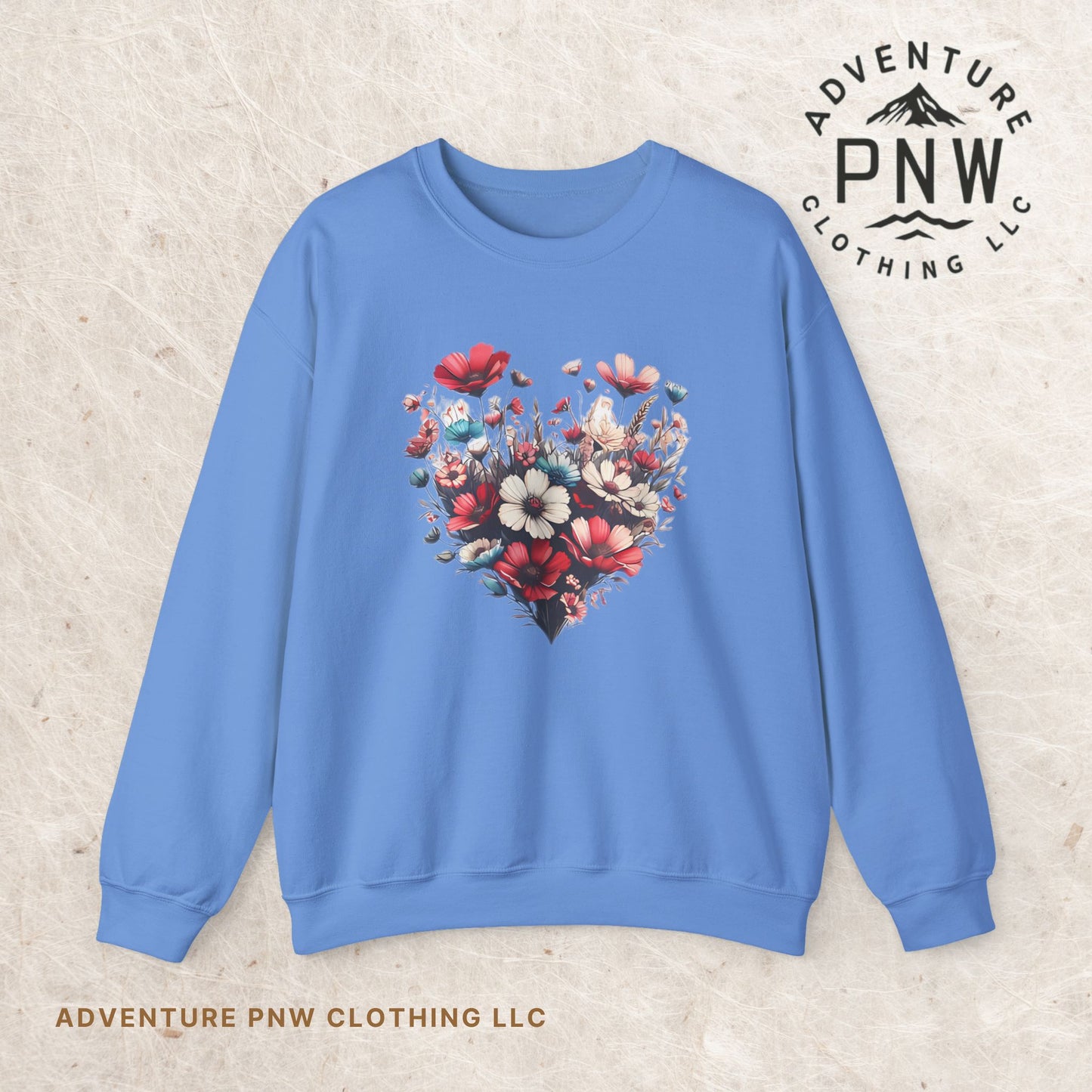 Heart Shaped Flowers Sweatshirt - Floral Graphic Shirt, Botanical Garden Lover Gift, Romantic Nature Print Apparel, Spring Blossoms Top,