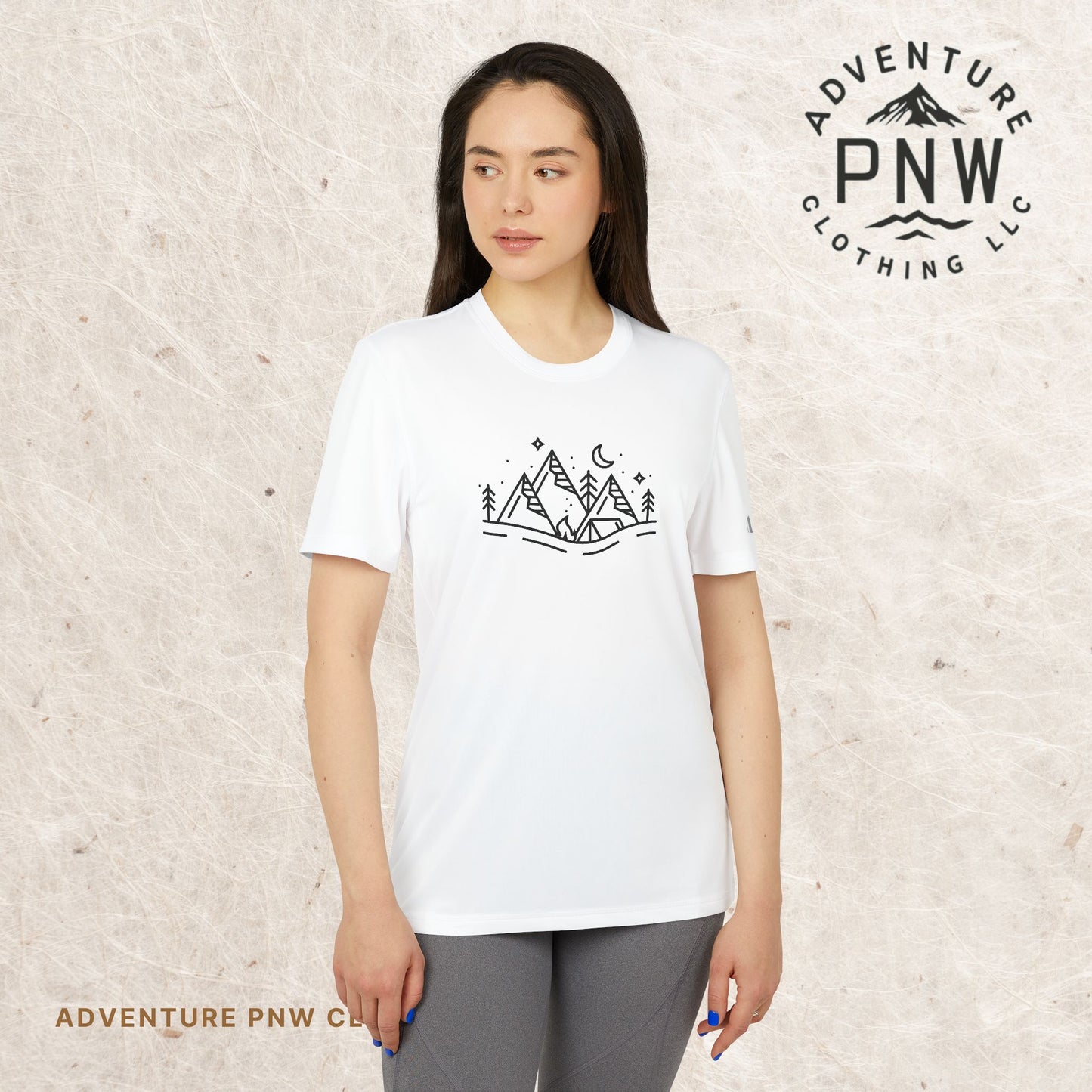 Adidas® Eco-Friendly Adventure PNW Mountain Camping Unisex T-Shirt | Sustainable & Stylish