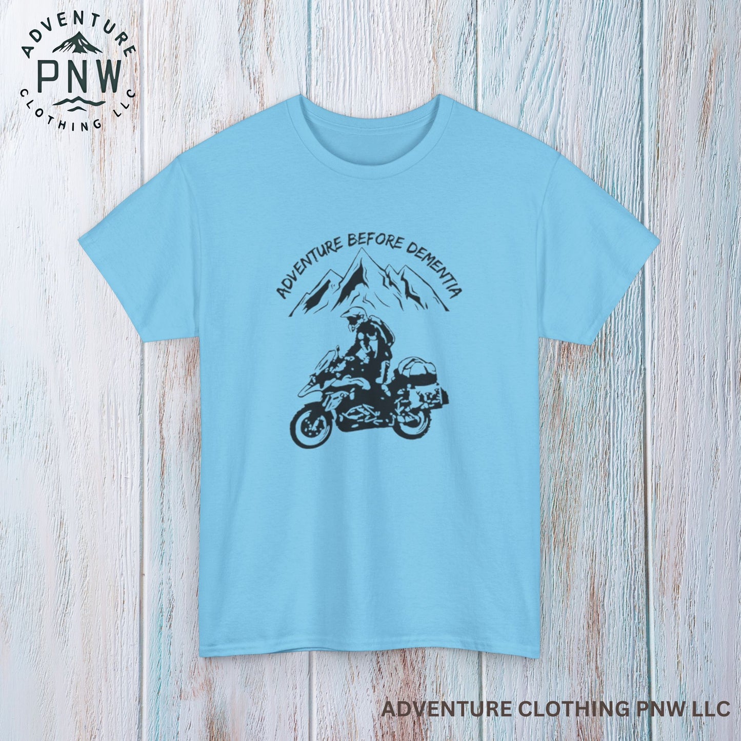 Adventure Before Dementia T-Shirt, Motorcycle & Mountain Travel Tee, Unisex Hiking and Camping Shirt for Outdoor Enthusiasts