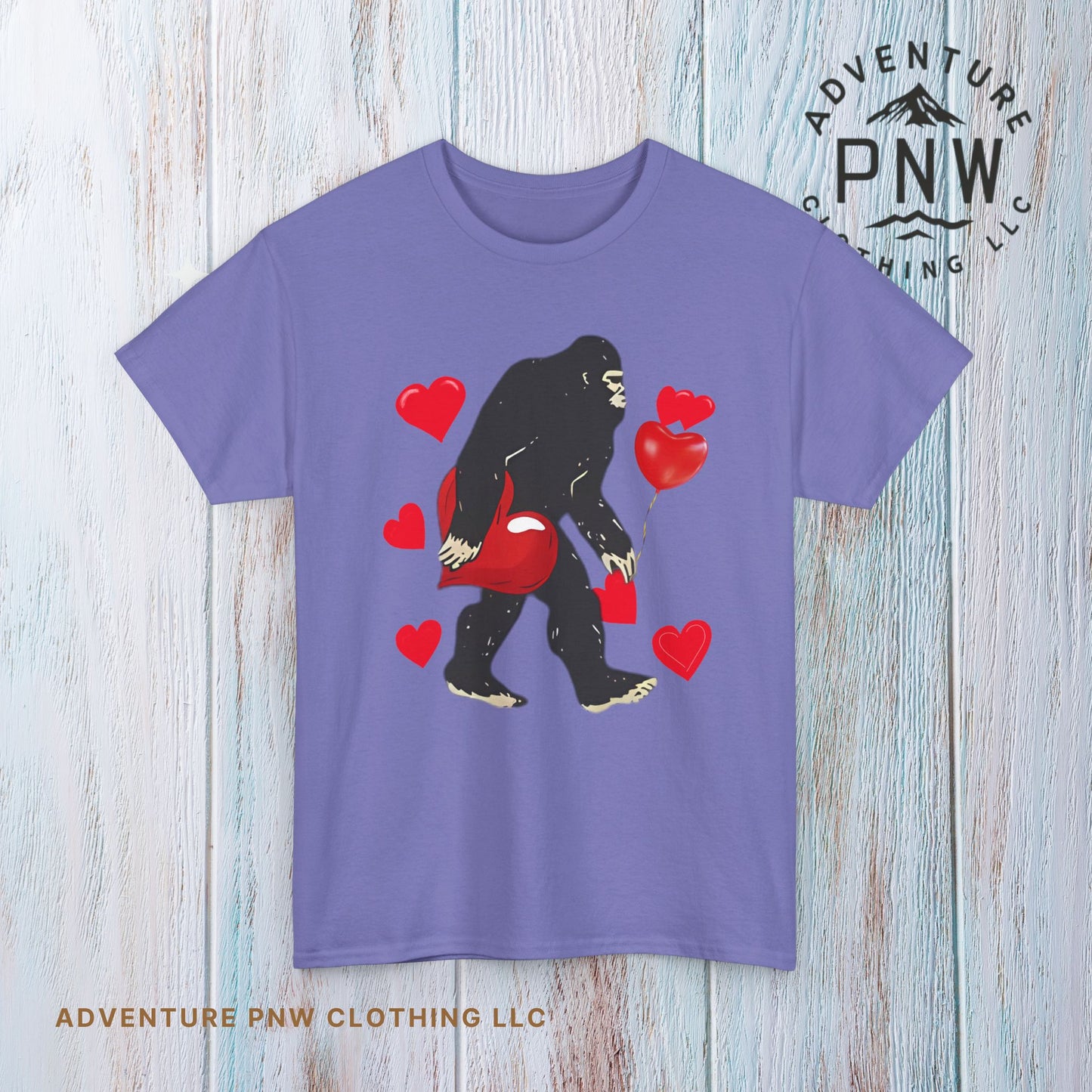 Bigfoot Valentine Shirt, Funny Bigfoot Love Tee, Valentines Day Gift, V-Day Heart T-Shirt, Unisex Heavy Cotton Tee, Sasquatch Valentine