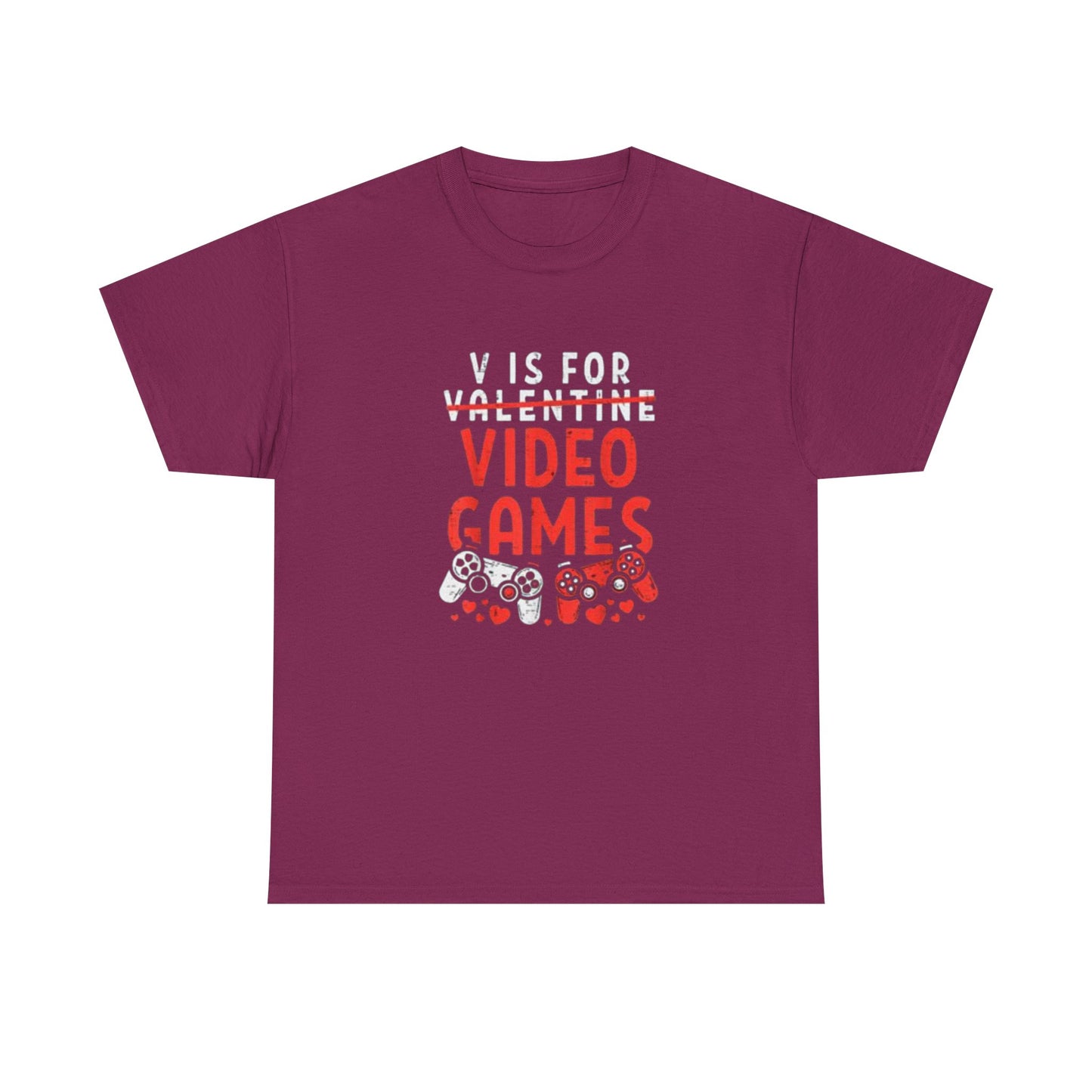Funny Valentines Day T-Shirt for Gamers V is for Video Games Gift for Boys, Men, and Gaming Enthusiasts Unisex T-shirt