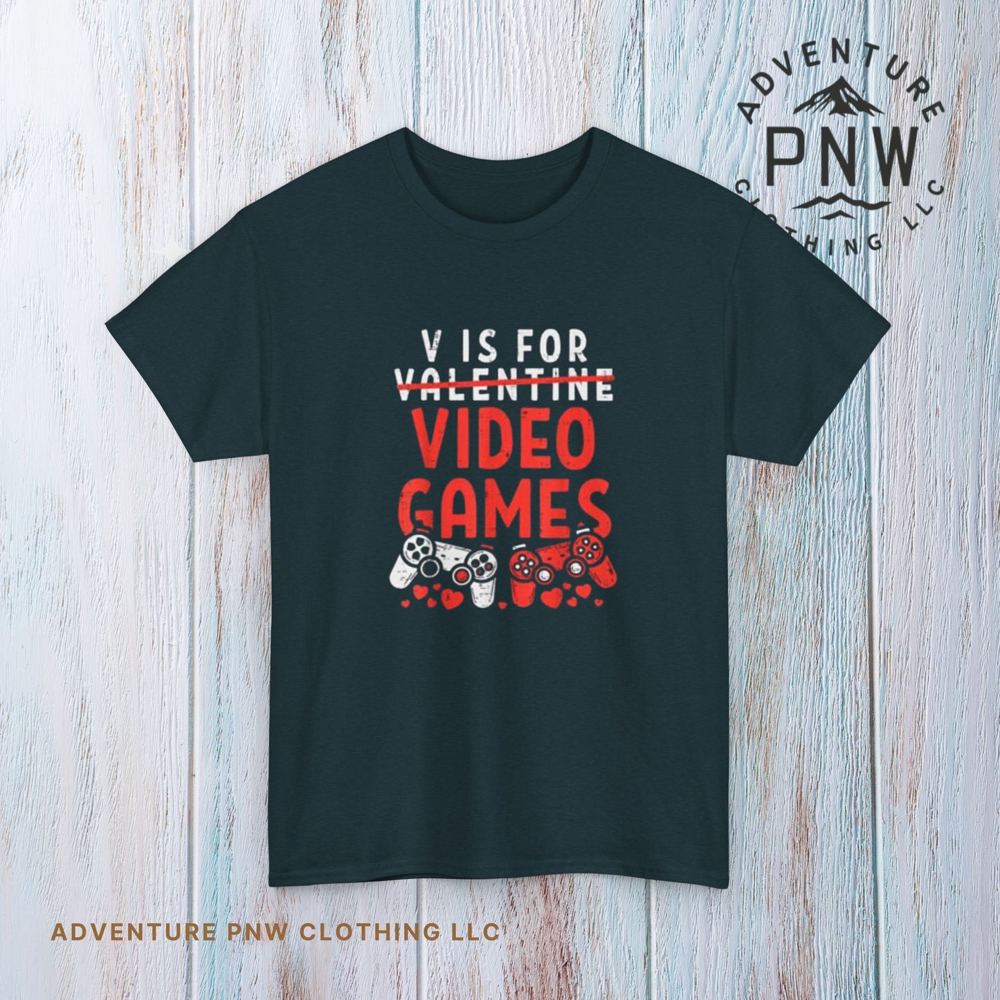 Funny Valentines Day T-Shirt for Gamers V is for Video Games Gift for Boys, Men, and Gaming Enthusiasts Unisex T-shirt