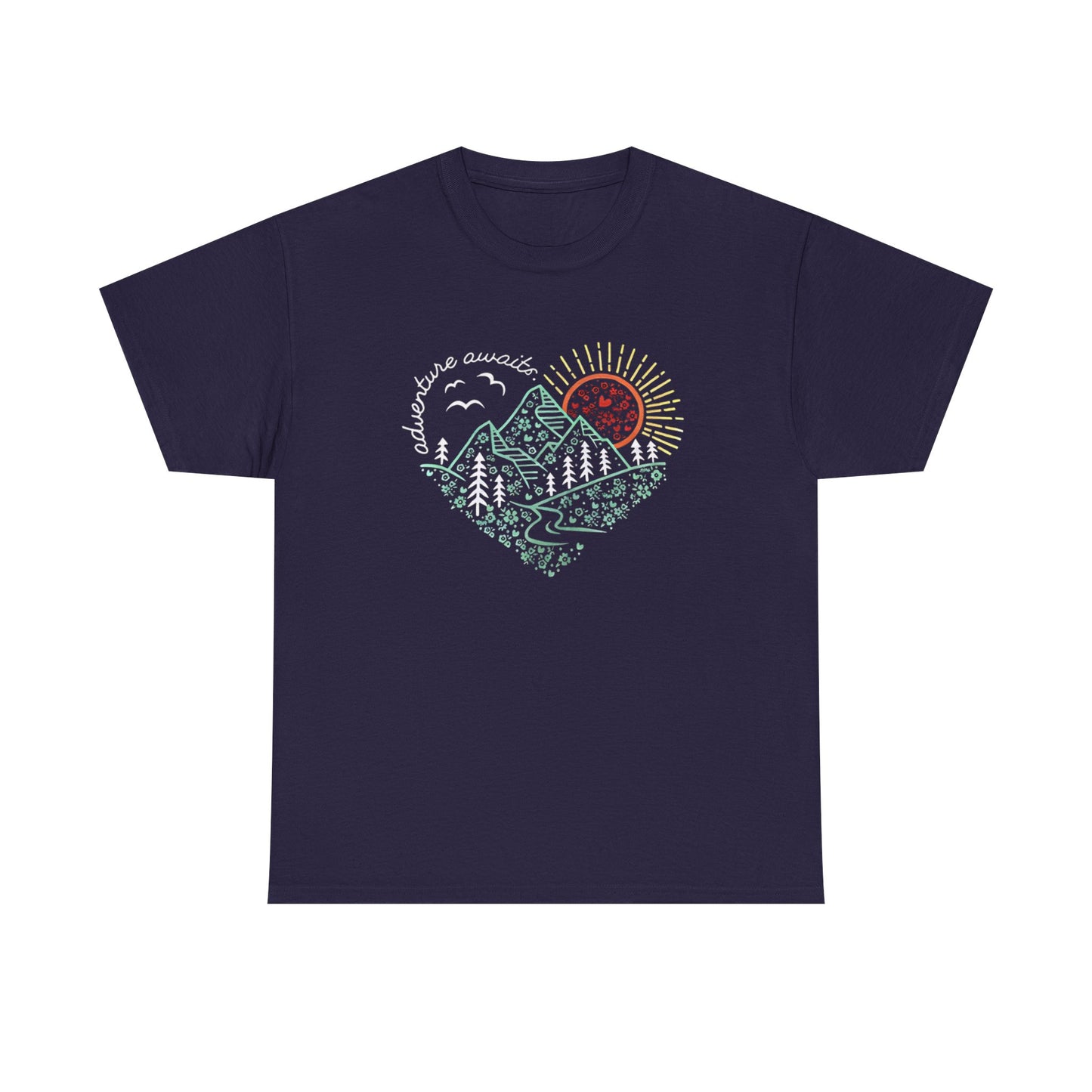 Adventure Awaits Unisex Tee, Mountain Hiker Nature Camping Shirt, Gift for Vacation, Outdoor Enthusiast Apparel, Wilderness Explorer Top