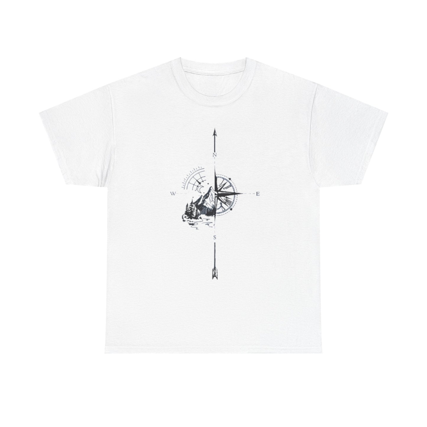 Mountain Compass Pattern Unisex Tee, Adventure Lover Hiking Tshirt, Traveler Gift Shirt, Nature Outdoor Top