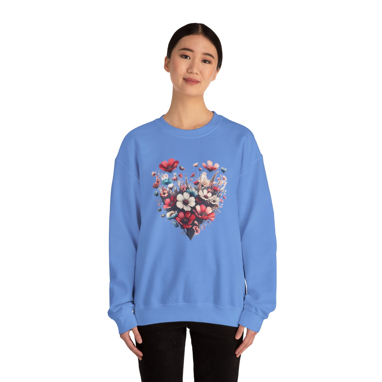 Heart Shaped Flowers Sweatshirt - Floral Graphic Shirt, Botanical Garden Lover Gift, Romantic Nature Print Apparel, Spring Blossoms Top,