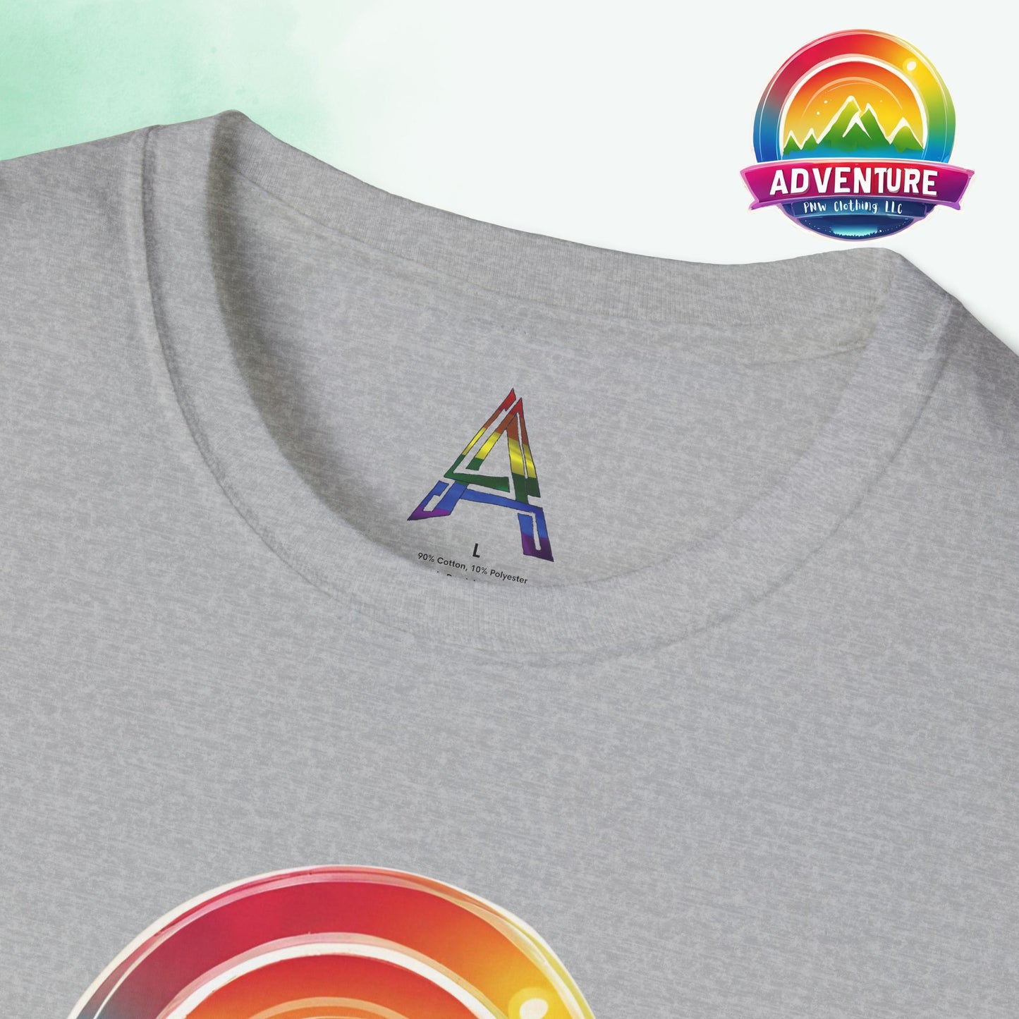 PRIDE Adventure PNW Mountain T-shirt Rainbow Colorful