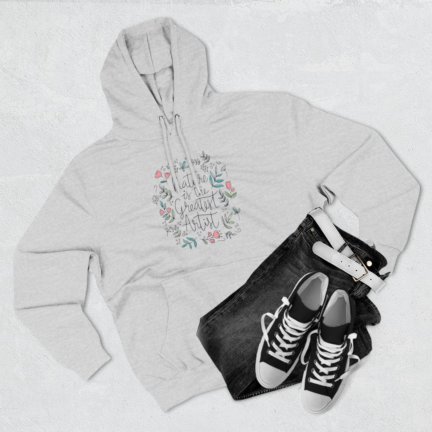 Nature is Great Artist Hoodie - Floral Graphic Botanical Garden Lover Gift, Romantic Nature Print Apparel, Spring Blossoms Top, Unisex