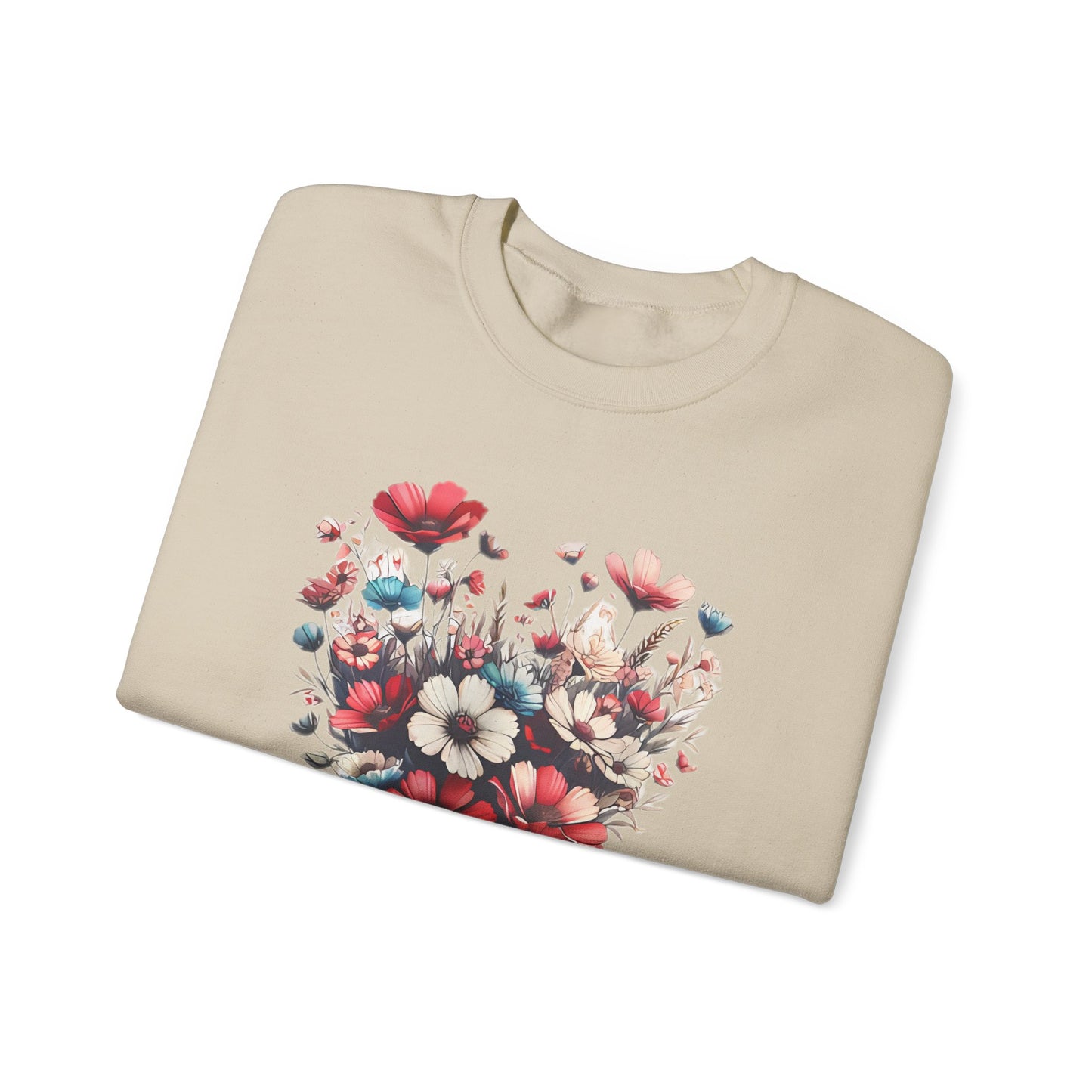 Heart Shaped Flowers Sweatshirt - Floral Graphic Shirt, Botanical Garden Lover Gift, Romantic Nature Print Apparel, Spring Blossoms Top,