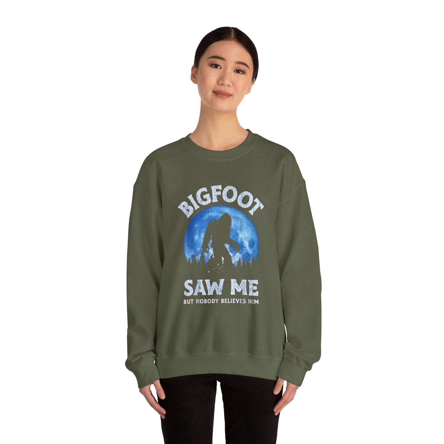 Funny Sasquatch Vintage Unisex Sweatshirt, Bigfoot Saw Me Shirt, Gift for Cryptid Lover, Yeti Graphic Pullover, Cryptozoology Crewneck