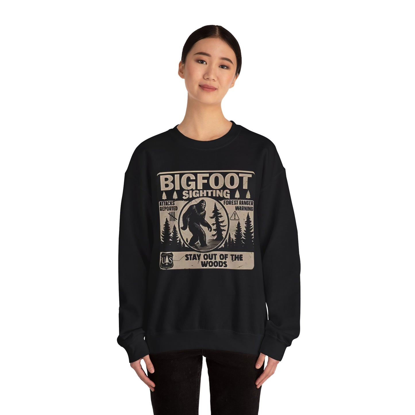 Bigfoot Sighting Retro Sweatshirt, Funny Sasquatch Crewneck, Ranger Warning Forest Attacks Vintage Jumper, Stay Out Woods Unisex Hoodie,