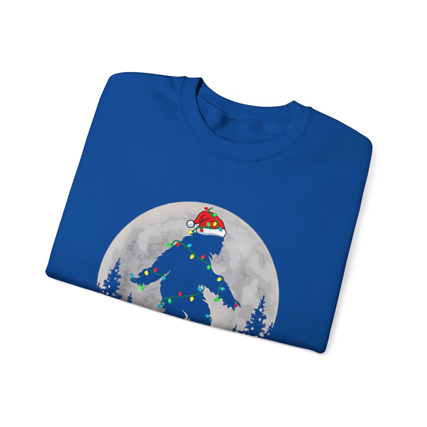 Bigfoot Santa Christmas Tree Lights Sweatshirt, Xmas Sasquatch Jumper, Funny Unisex Holiday Pullover, Novelty Winter Gift, Ugly Sweater