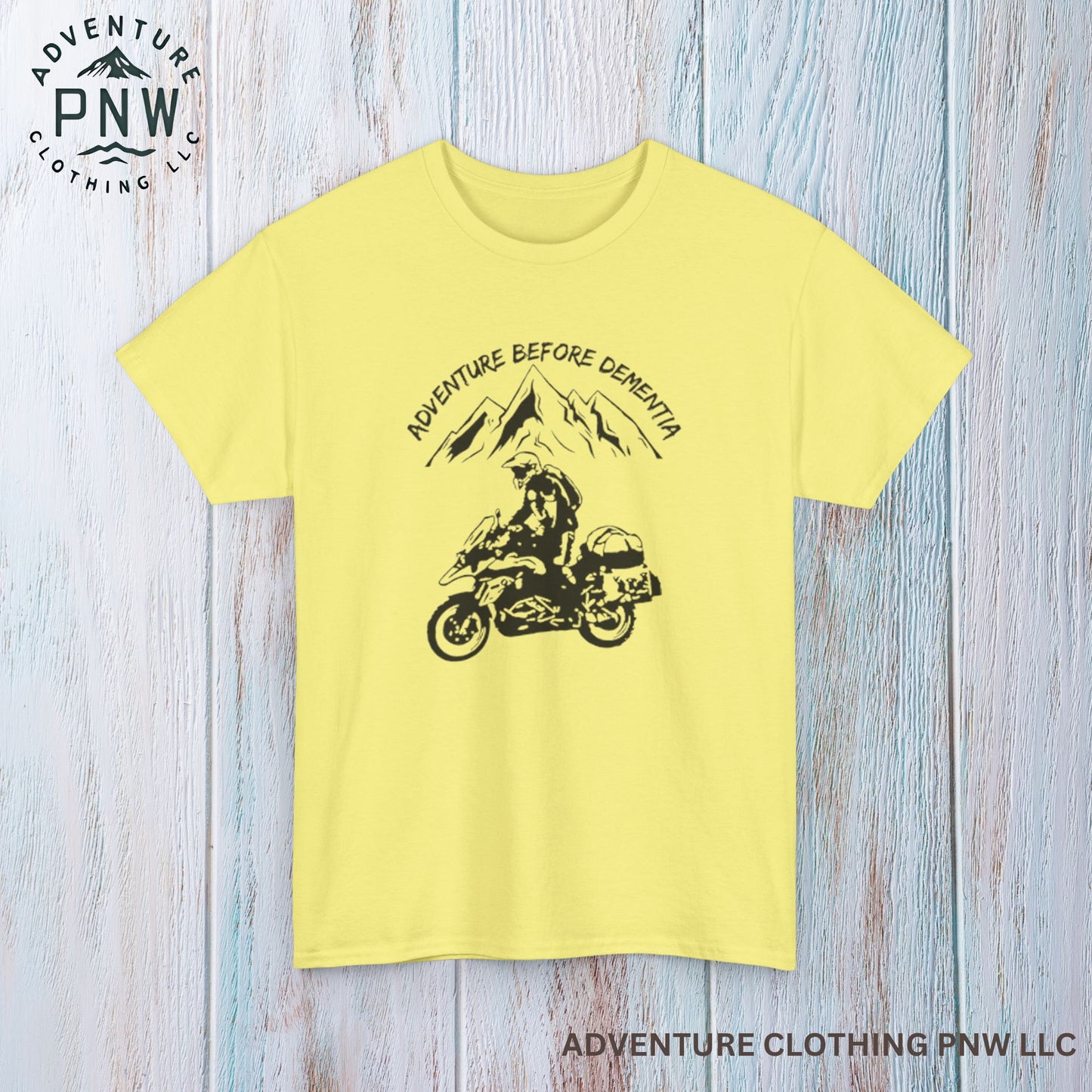 Adventure Before Dementia T-Shirt, Motorcycle & Mountain Travel Tee, Unisex Hiking and Camping Shirt for Outdoor Enthusiasts