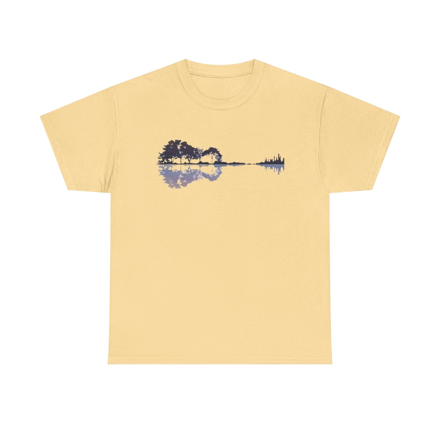 Nature Guitar Men T-Shirt, Creative Guitar Printed Tee for Glamping & Adventure, Outdoorsy Shirt