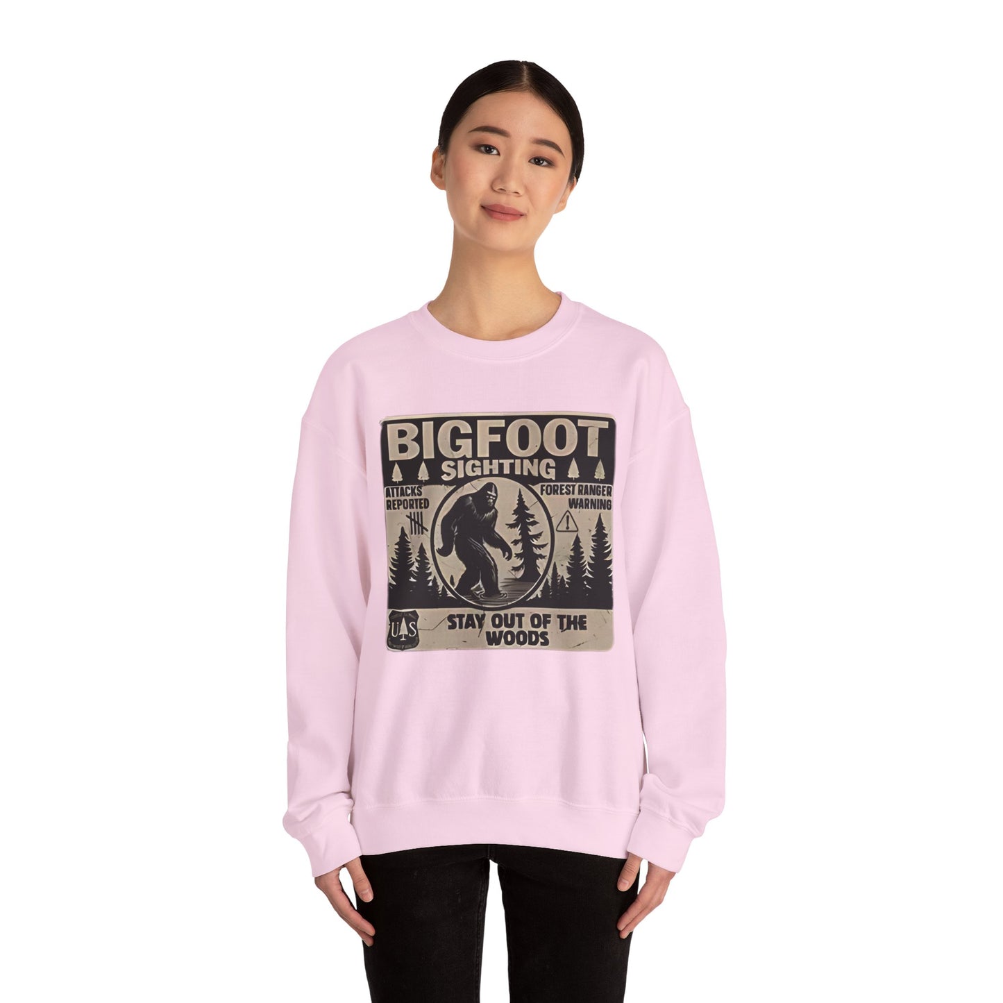 Bigfoot Sighting Retro Sweatshirt, Funny Sasquatch Crewneck, Ranger Warning Forest Attacks Vintage Jumper, Stay Out Woods Unisex Hoodie,