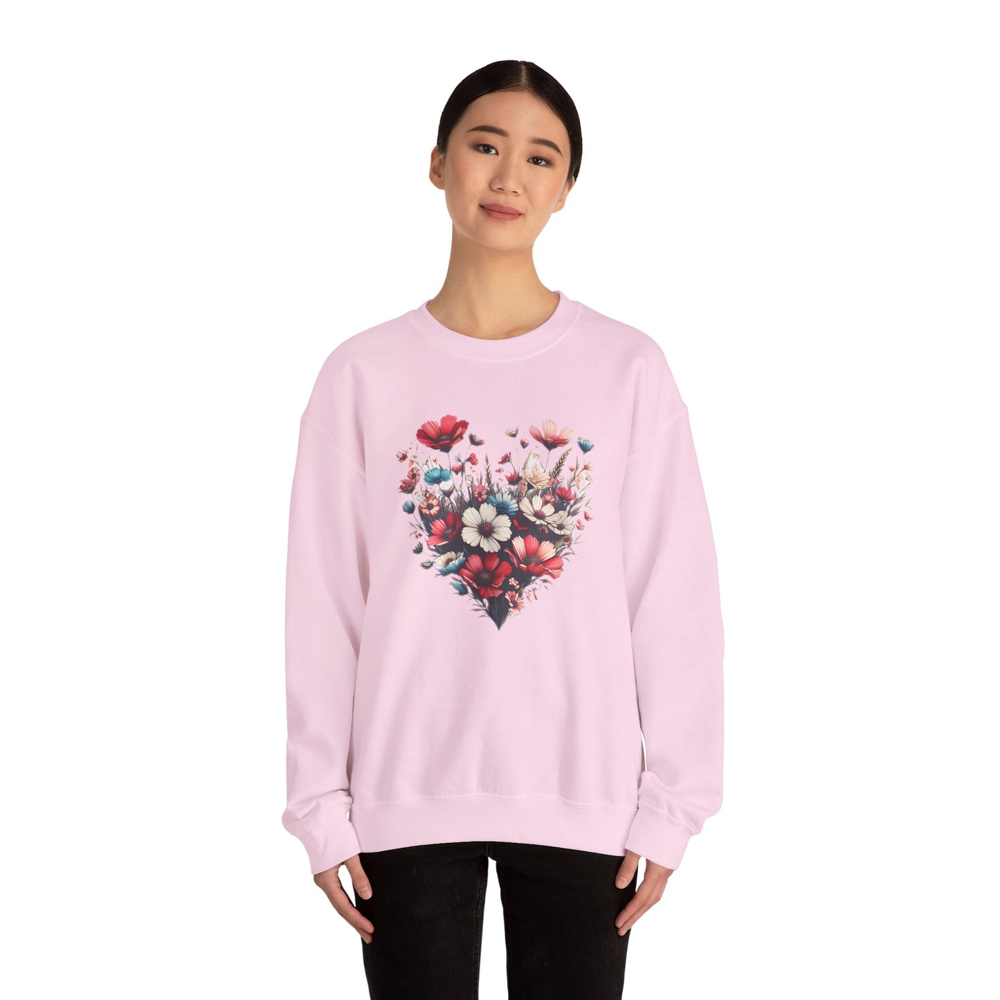 Heart Shaped Flowers Sweatshirt - Floral Graphic Shirt, Botanical Garden Lover Gift, Romantic Nature Print Apparel, Spring Blossoms Top,