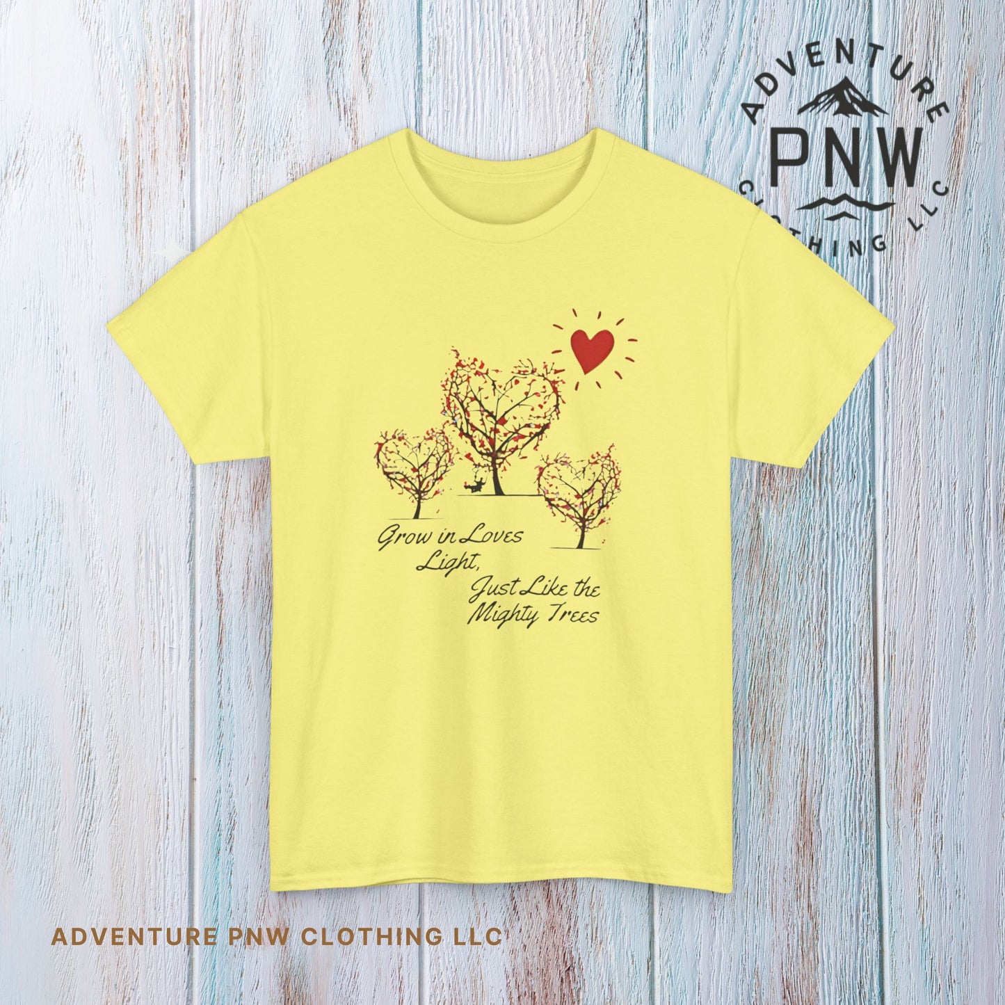 Grow in Love's Light Tree Heart T-Shirt, Outdoors Campers Top, Forest, Nature Lovers Gift, Love Shirt, Valentines day unisex Tshirt