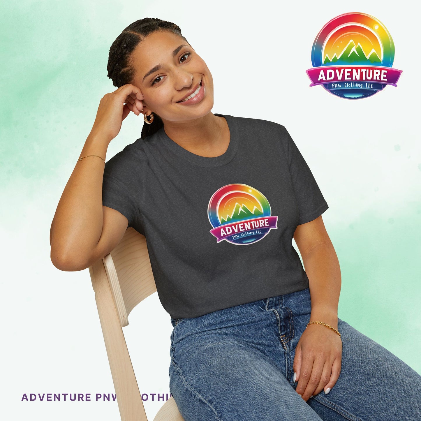 PRIDE Adventure PNW Mountain T-shirt Rainbow Colorful