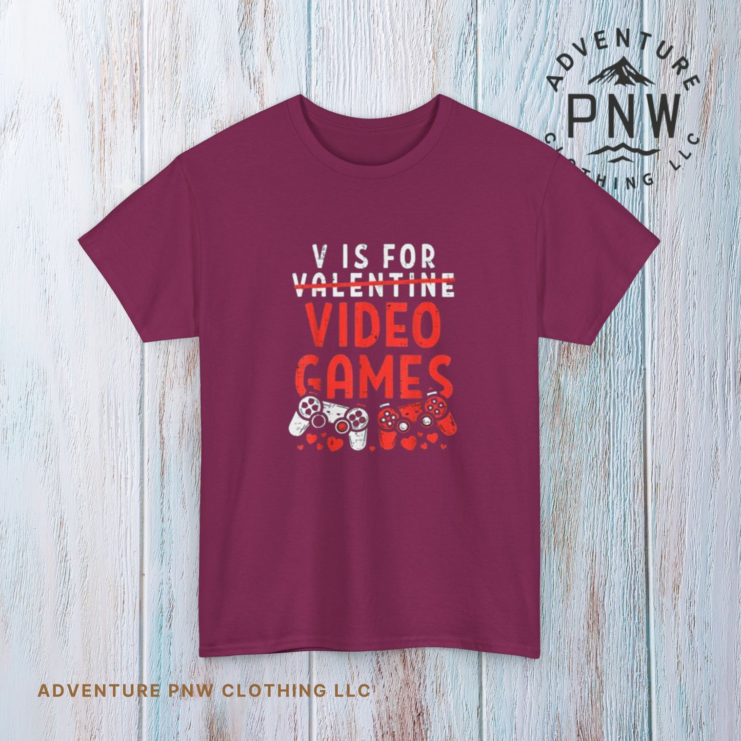 Funny Valentines Day T-Shirt for Gamers V is for Video Games Gift for Boys, Men, and Gaming Enthusiasts Unisex T-shirt
