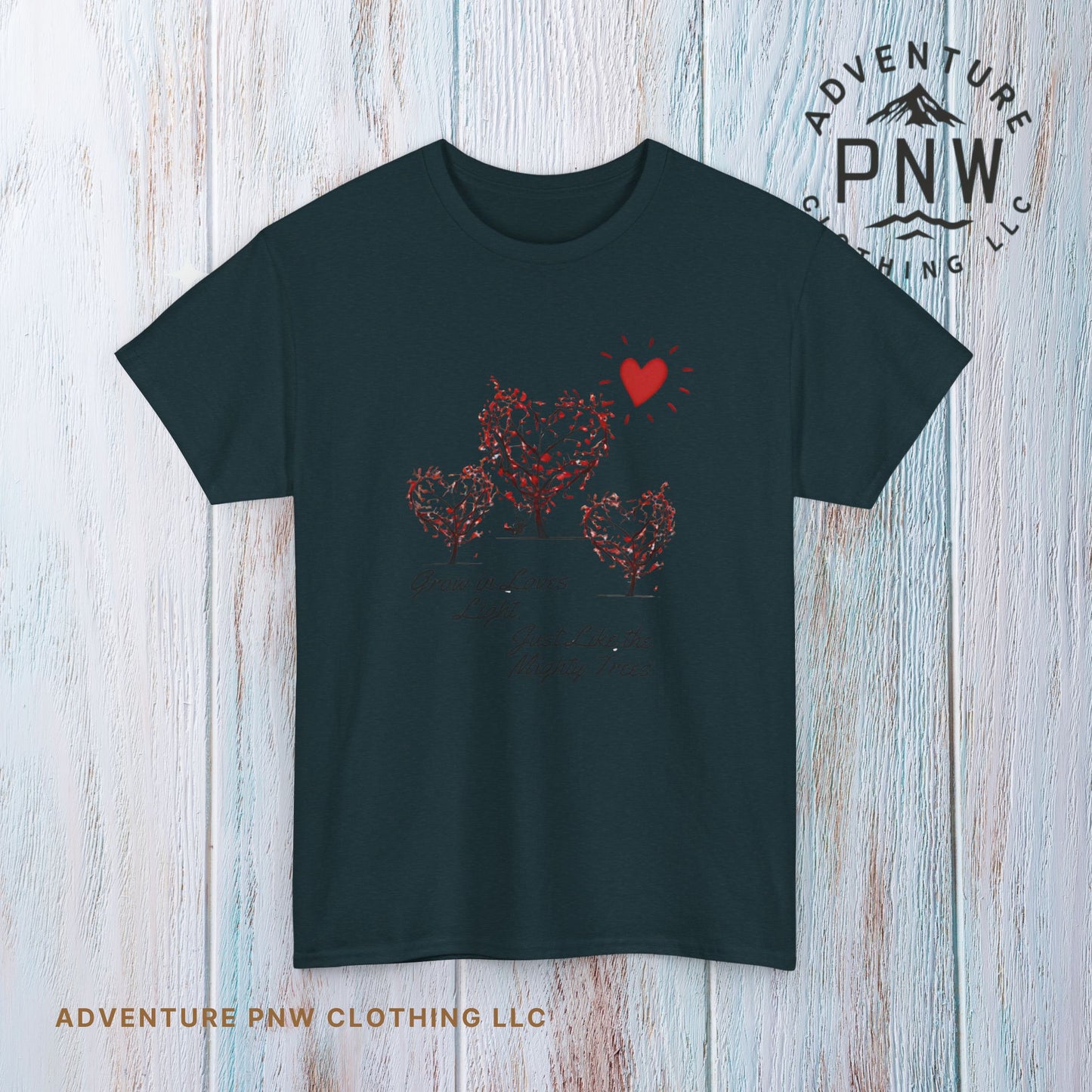 Grow in Love's Light Tree Heart T-Shirt, Outdoors Campers Top, Forest, Nature Lovers Gift, Love Shirt, Valentines day unisex Tshirt