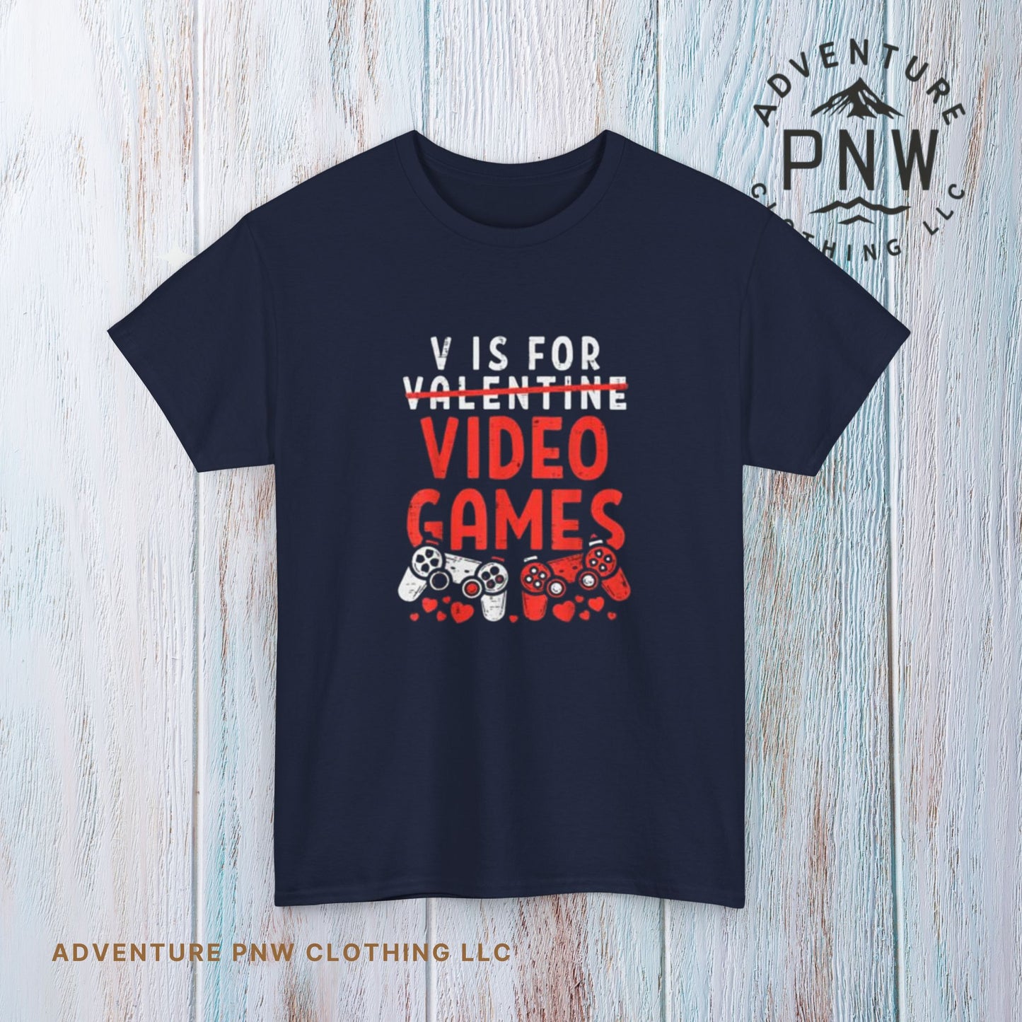 Funny Valentines Day T-Shirt for Gamers V is for Video Games Gift for Boys, Men, and Gaming Enthusiasts Unisex T-shirt