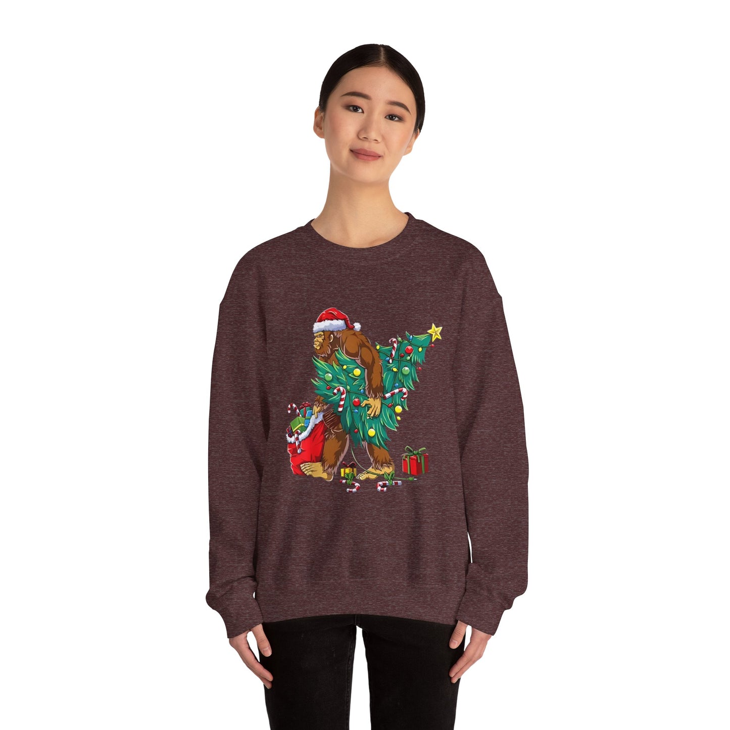 Bigfoot Christmas Lights Sweatshirt, Sasquatch Xmas Jumper, Holiday Bigfoot Sweater, Unisex Bigfoot Crewneck, Christmas Sweatshirt for Men
