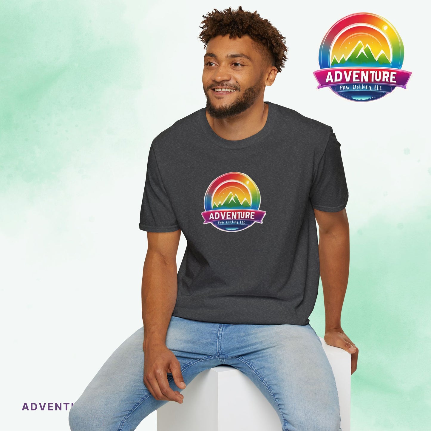 PRIDE Adventure PNW Mountain T-shirt Rainbow Colorful