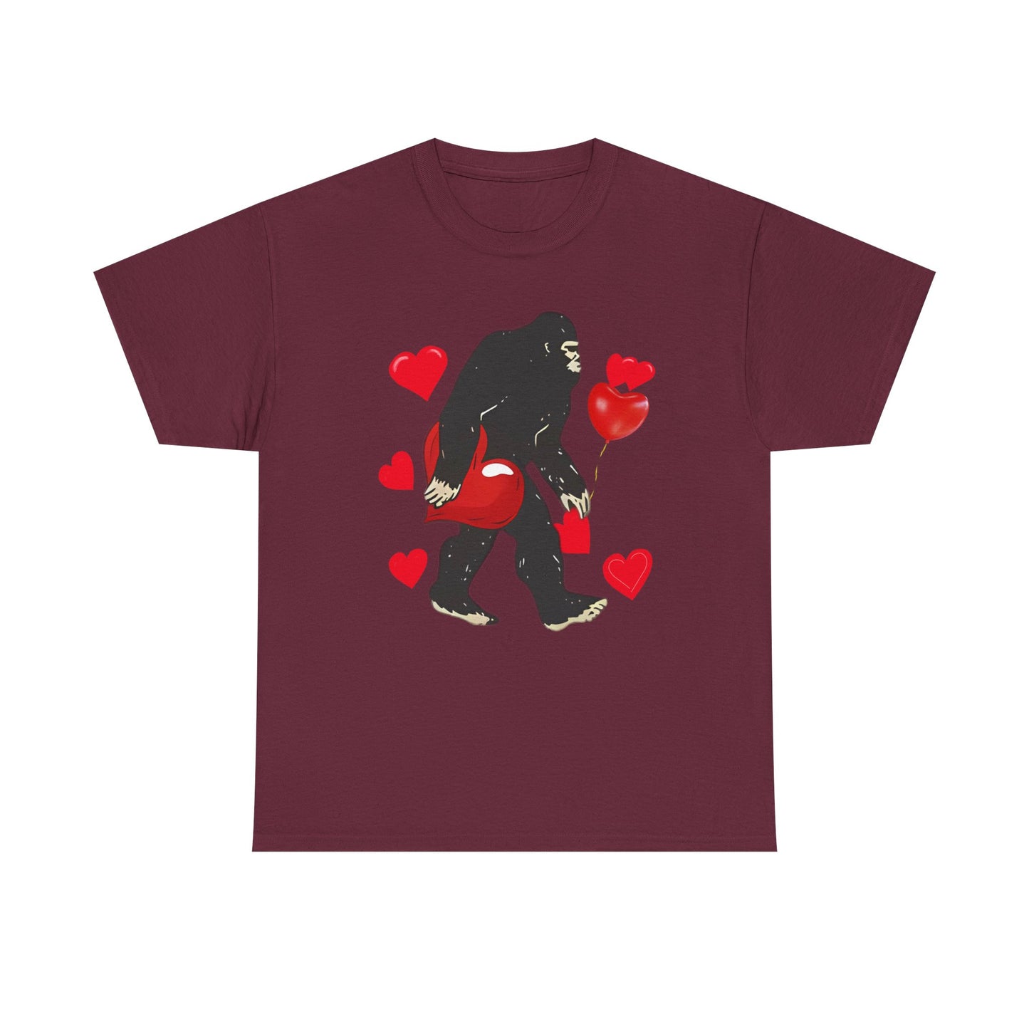Bigfoot Valentine Shirt, Funny Bigfoot Love Tee, Valentines Day Gift, V-Day Heart T-Shirt, Unisex Heavy Cotton Tee, Sasquatch Valentine