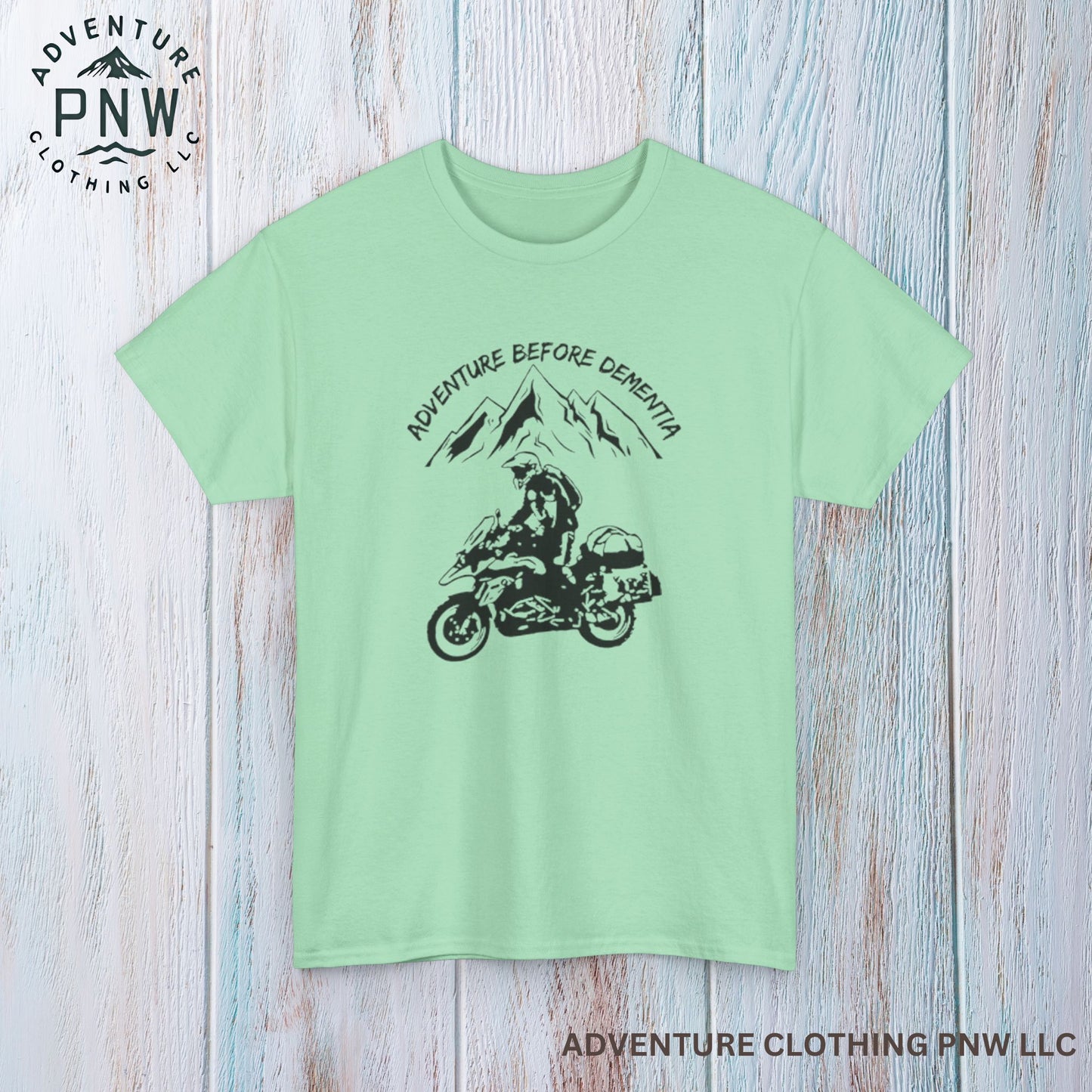 Adventure Before Dementia T-Shirt, Motorcycle & Mountain Travel Tee, Unisex Hiking and Camping Shirt for Outdoor Enthusiasts