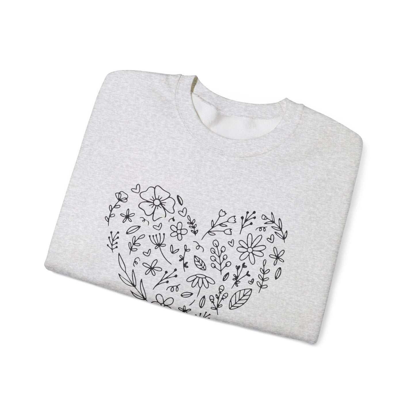 Floral Heart Sweatshirt, Boho Flower Heart Design Sweatshirt, Cute Nature Lover Sweatshirt, Botanical T-Shirt, Valentine's Day Gift for Her