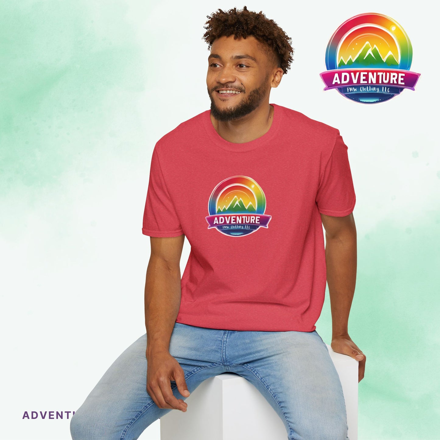 PRIDE Adventure PNW Mountain T-shirt Rainbow Colorful