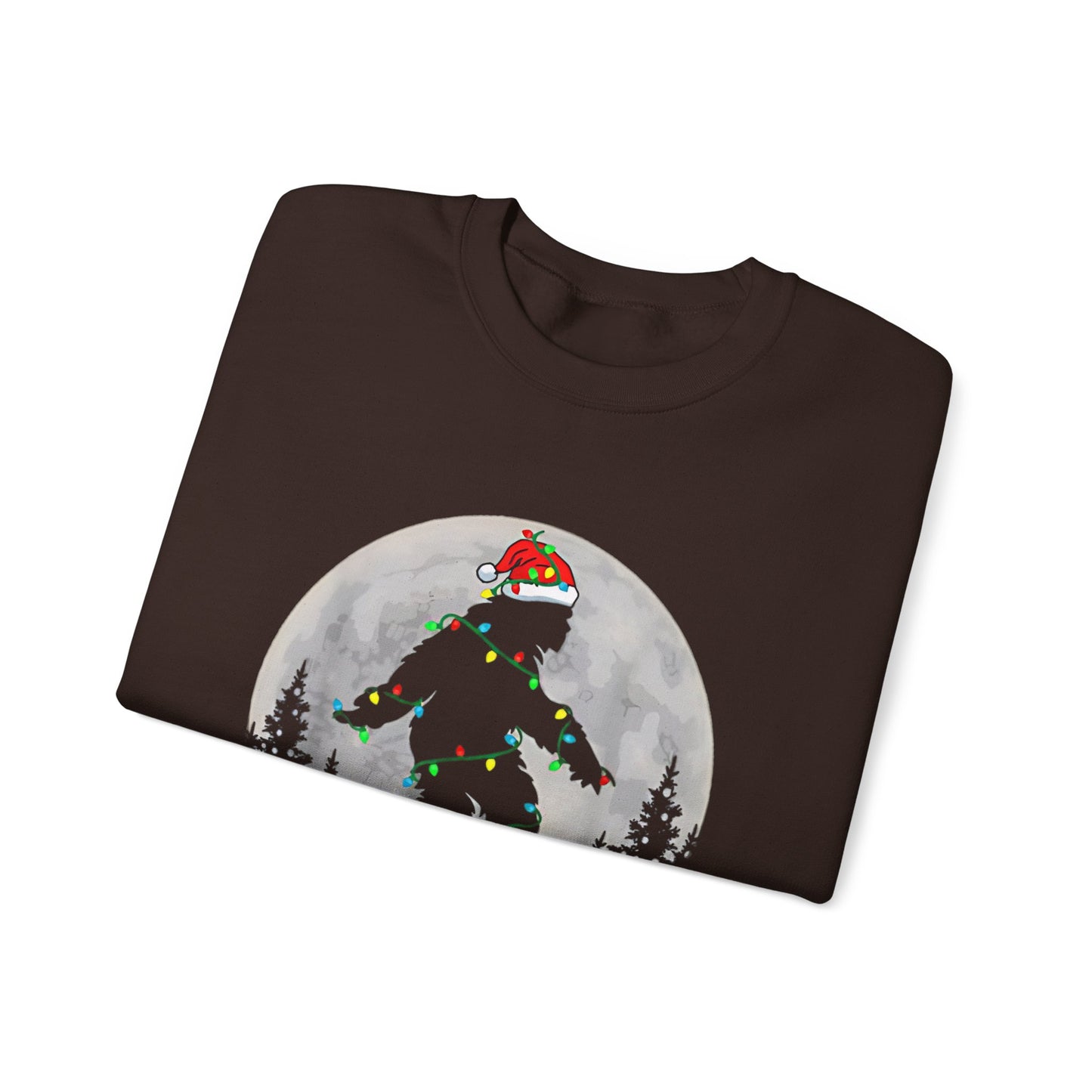 Bigfoot Santa Christmas Tree Lights Sweatshirt, Xmas Sasquatch Jumper, Funny Unisex Holiday Pullover, Novelty Winter Gift, Ugly Sweater