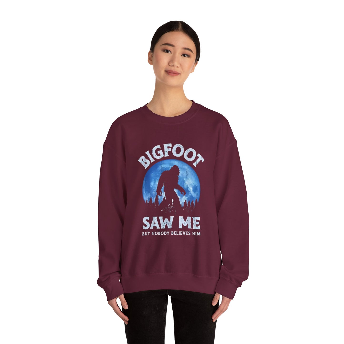 Funny Sasquatch Vintage Unisex Sweatshirt, Bigfoot Saw Me Shirt, Gift for Cryptid Lover, Yeti Graphic Pullover, Cryptozoology Crewneck