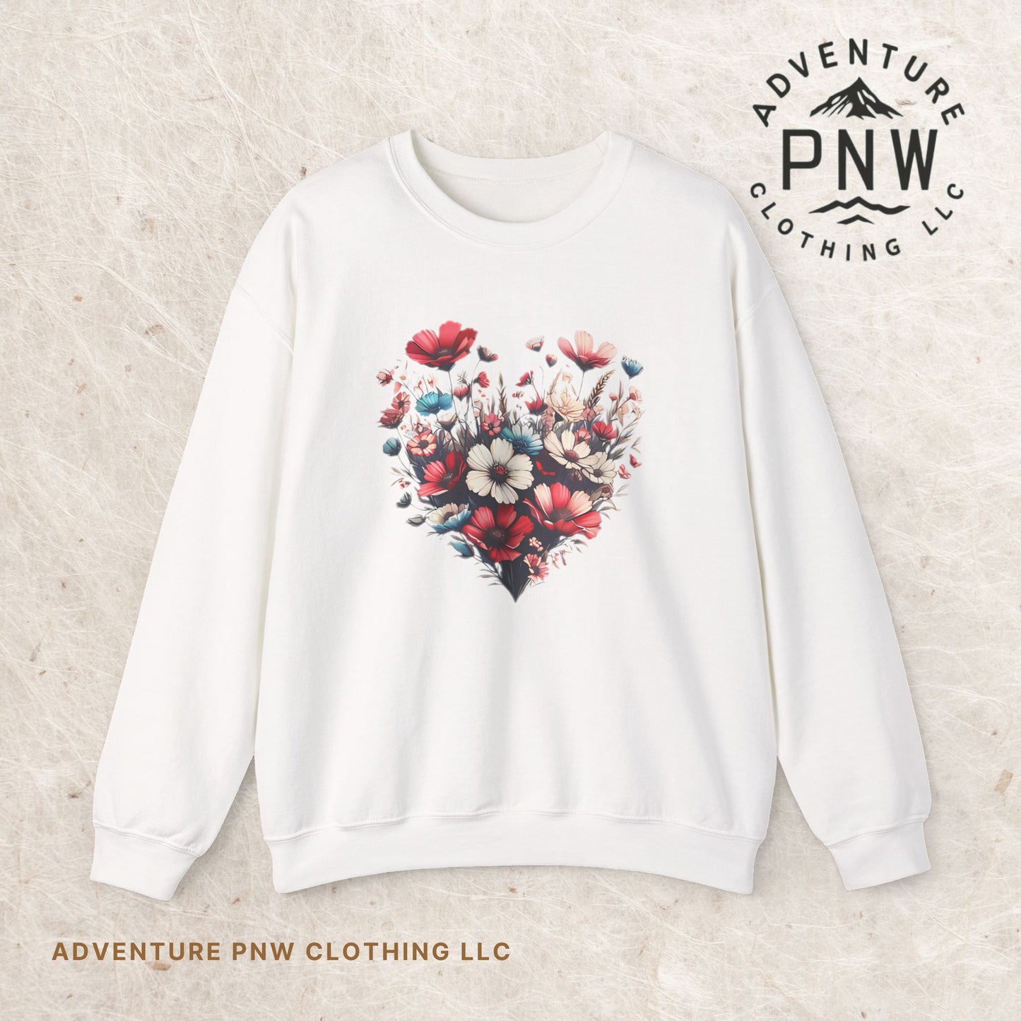 Heart Shaped Flowers Sweatshirt - Floral Graphic Shirt, Botanical Garden Lover Gift, Romantic Nature Print Apparel, Spring Blossoms Top,