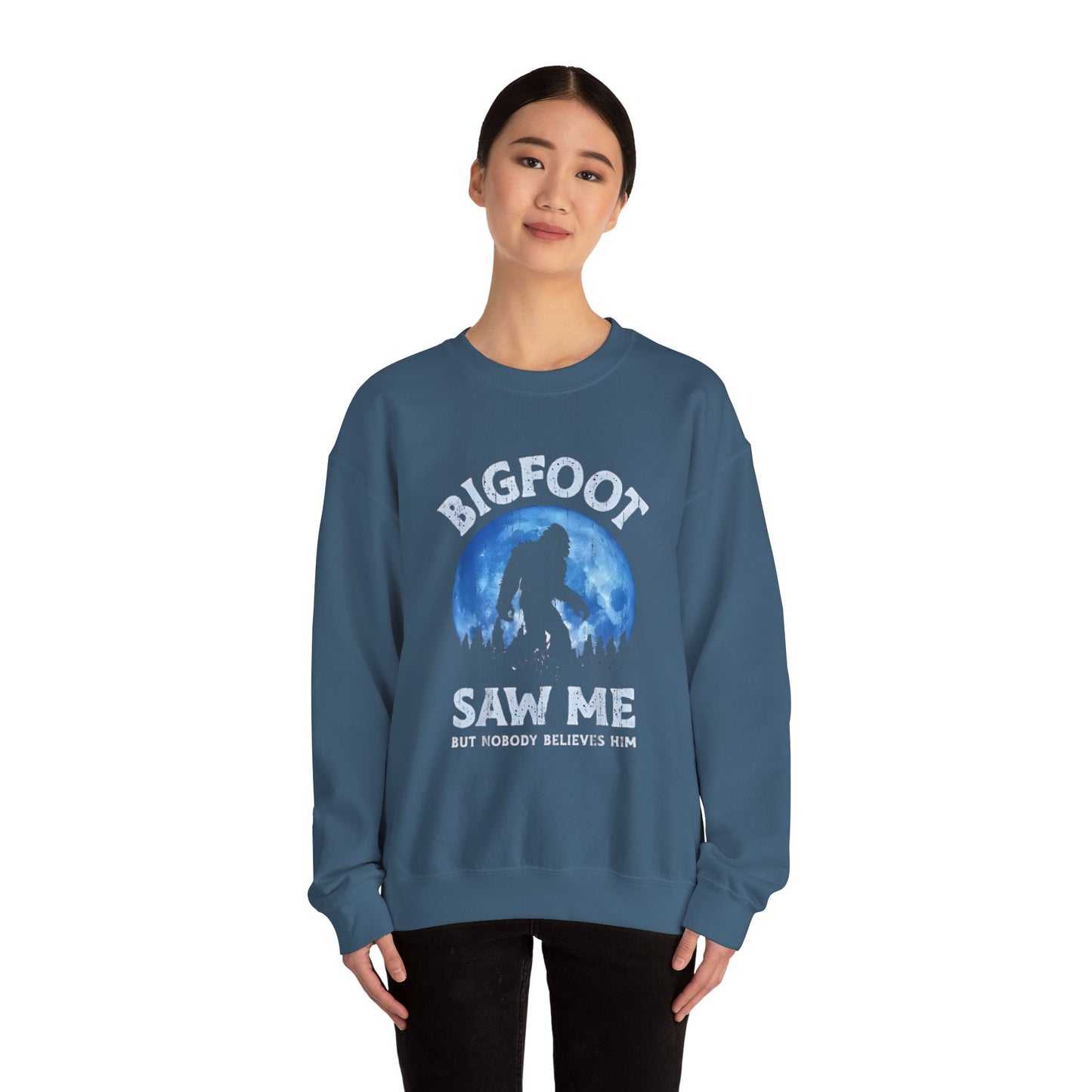 Funny Sasquatch Vintage Unisex Sweatshirt, Bigfoot Saw Me Shirt, Gift for Cryptid Lover, Yeti Graphic Pullover, Cryptozoology Crewneck
