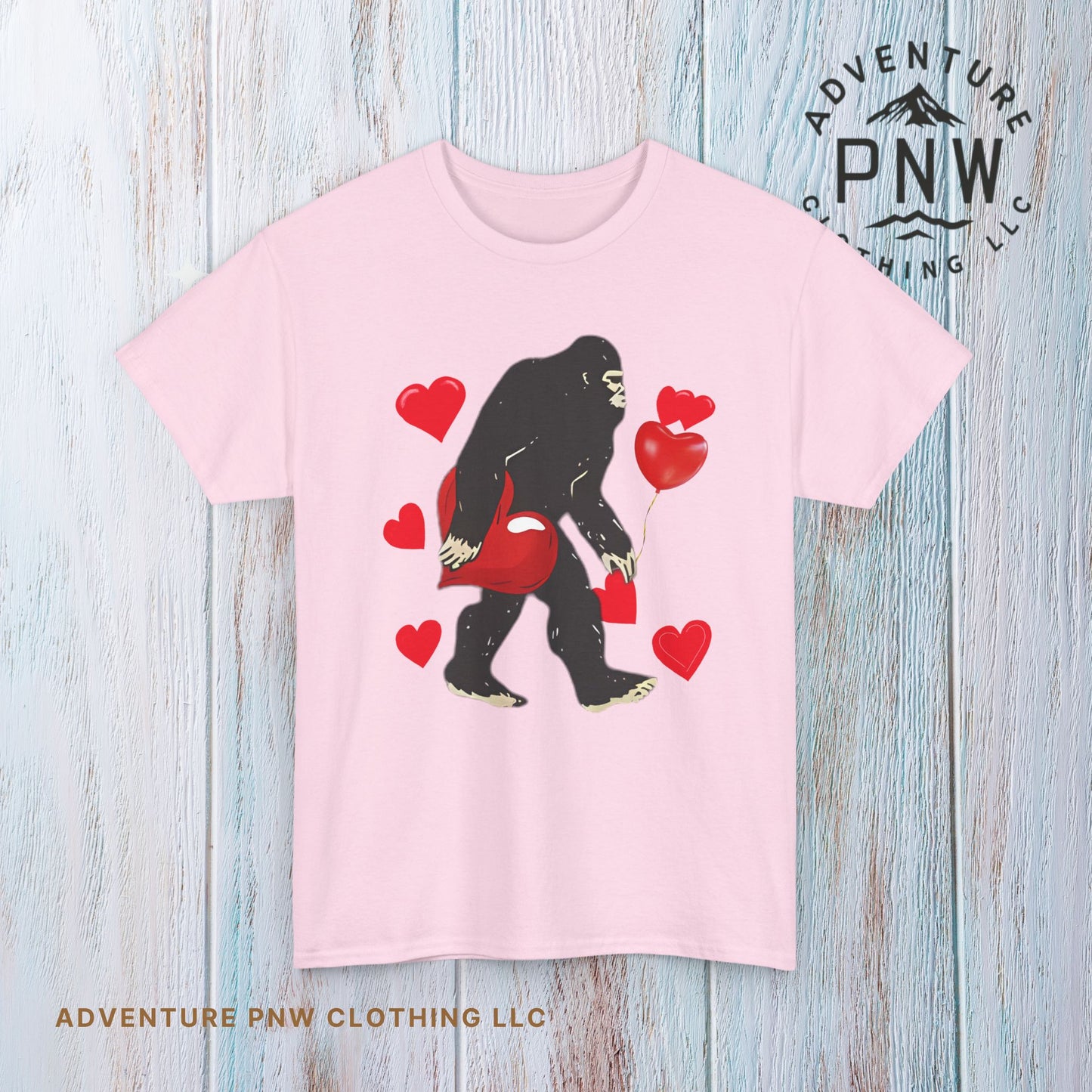 Bigfoot Valentine Shirt, Funny Bigfoot Love Tee, Valentines Day Gift, V-Day Heart T-Shirt, Unisex Heavy Cotton Tee, Sasquatch Valentine