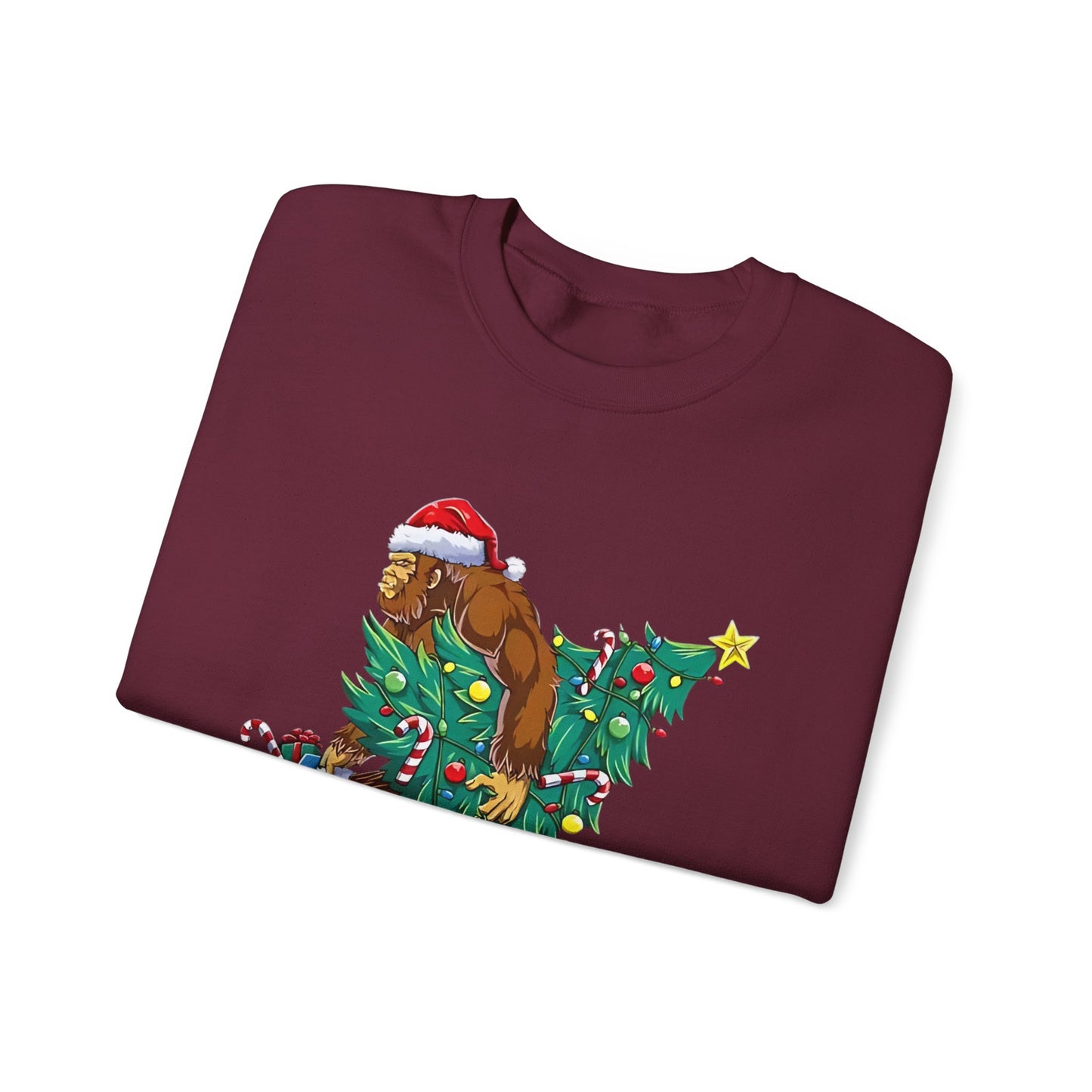 Bigfoot Christmas Lights Sweatshirt, Sasquatch Xmas Jumper, Holiday Bigfoot Sweater, Unisex Bigfoot Crewneck, Christmas Sweatshirt for Men