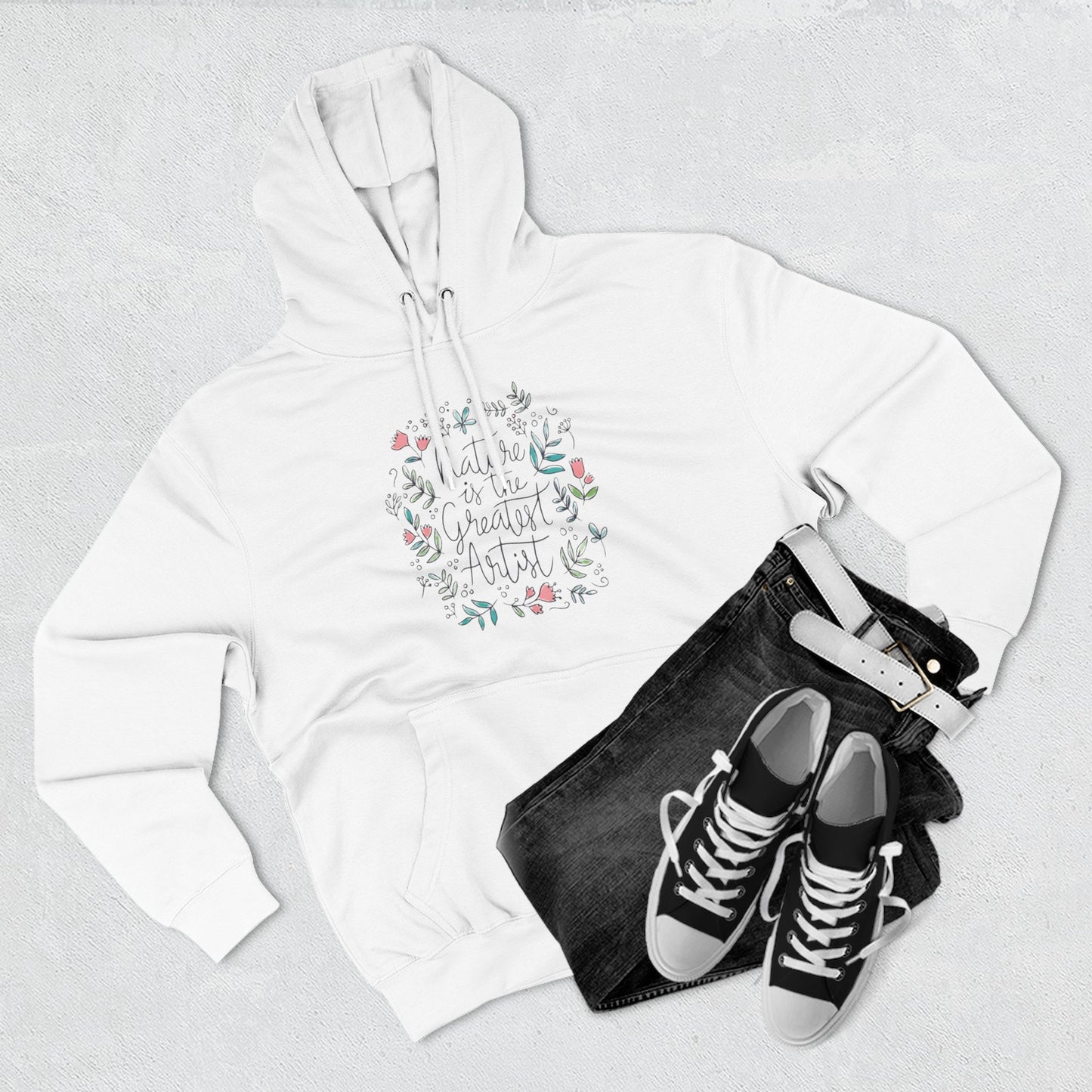 Nature is Great Artist Hoodie - Floral Graphic Botanical Garden Lover Gift, Romantic Nature Print Apparel, Spring Blossoms Top, Unisex