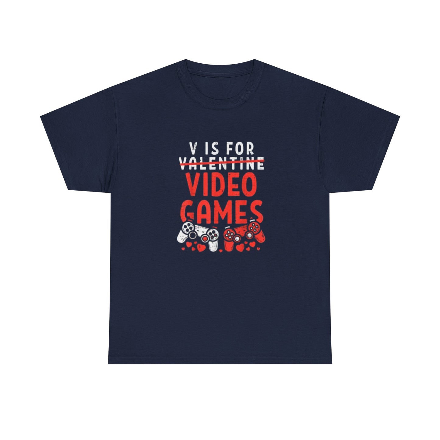 Funny Valentines Day T-Shirt for Gamers V is for Video Games Gift for Boys, Men, and Gaming Enthusiasts Unisex T-shirt