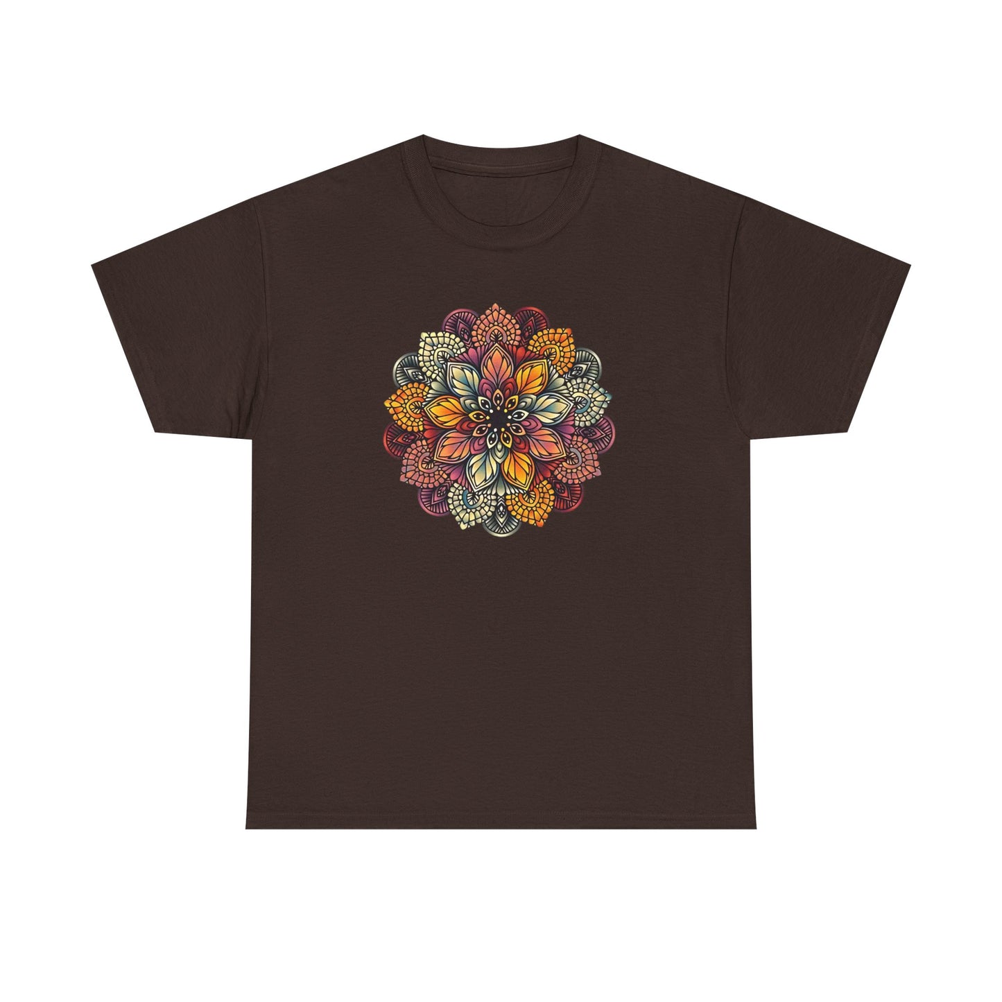 Mandala Floral Printed T Shirt, Women Casual Outdoorsy Tee for Glamping & Hiking, Adventure Shirt, Boho Style Top