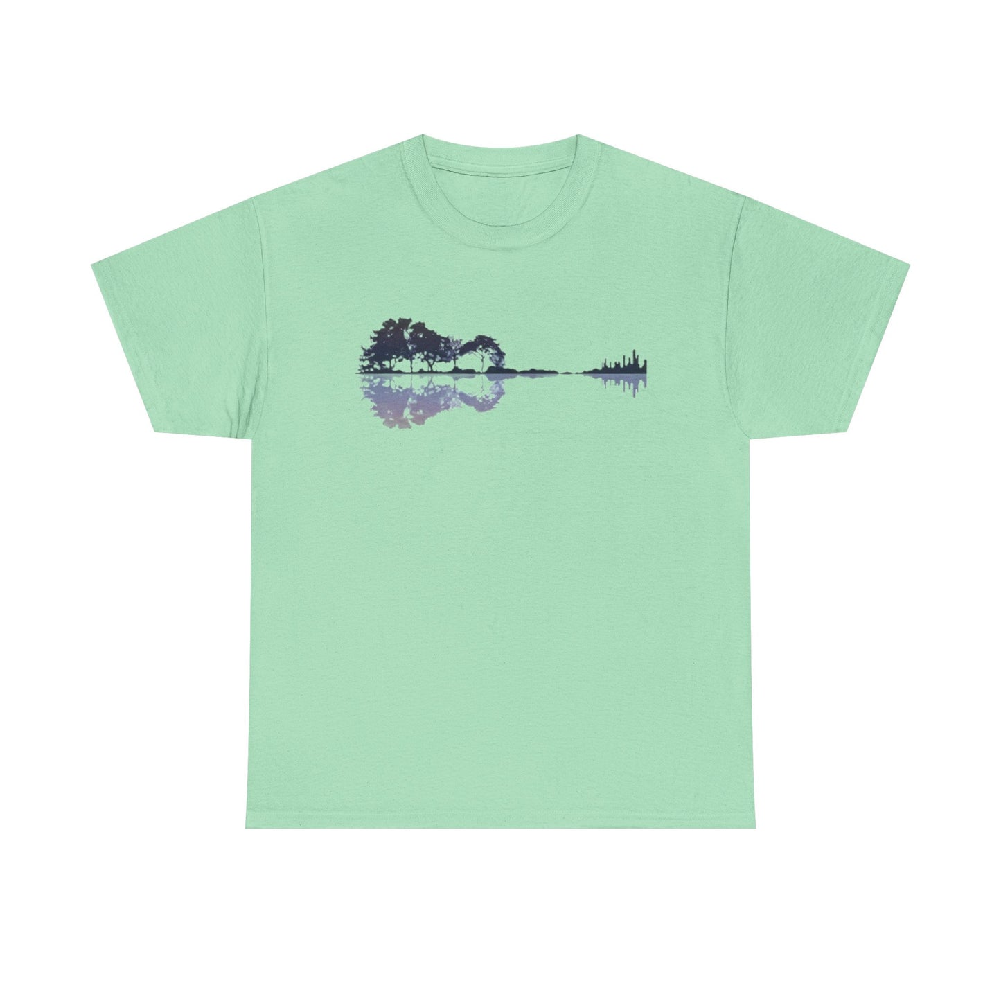 Nature Guitar Men T-Shirt, Creative Guitar Printed Tee for Glamping & Adventure, Outdoorsy Shirt