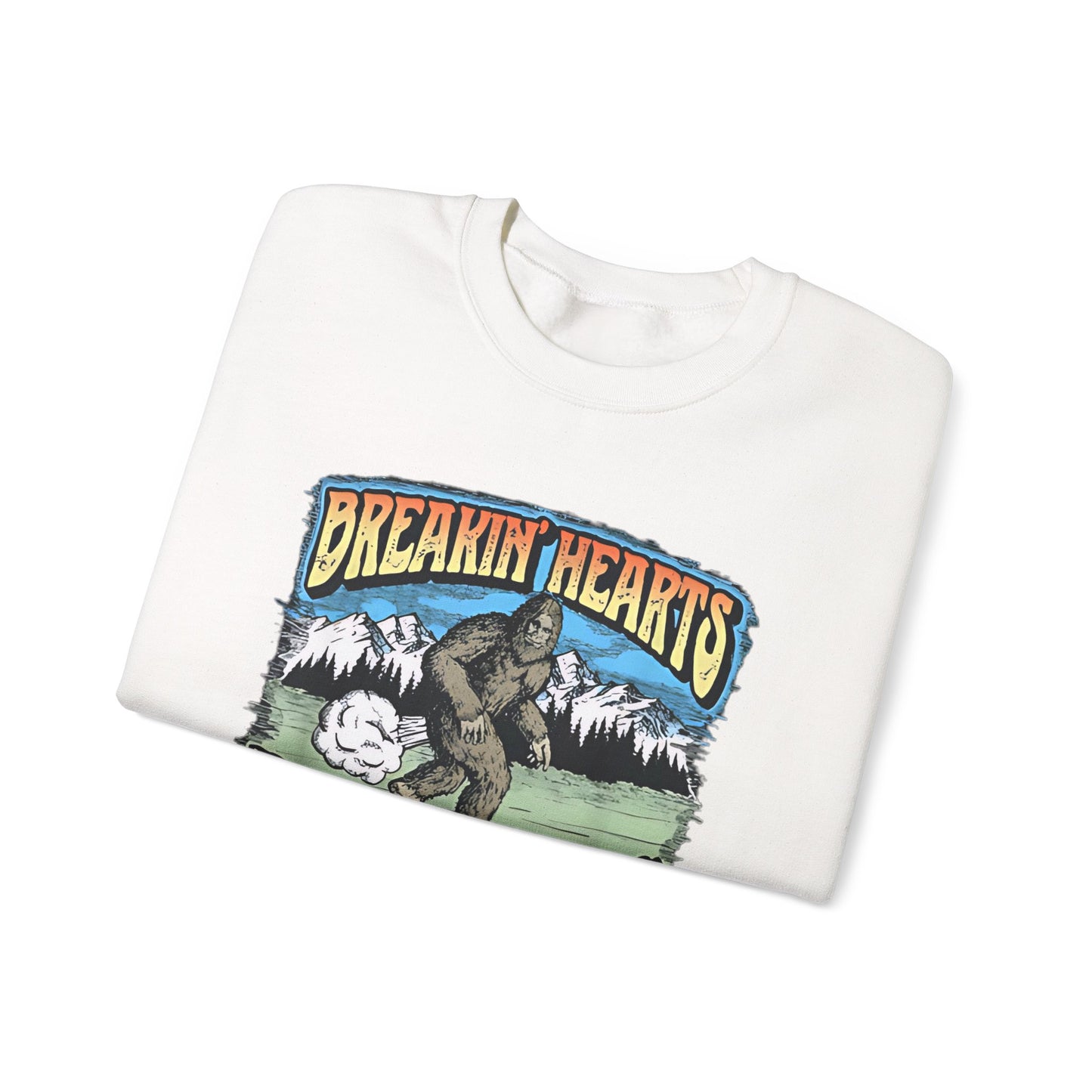 Breakin Hearts Rippin Farts Funny Sasquatch Bigfoot 80s Unisex Sweatshirt - Funny Gift, Bigfoot Lover, Funny Sweatshirt, Sasquatch Shirt,