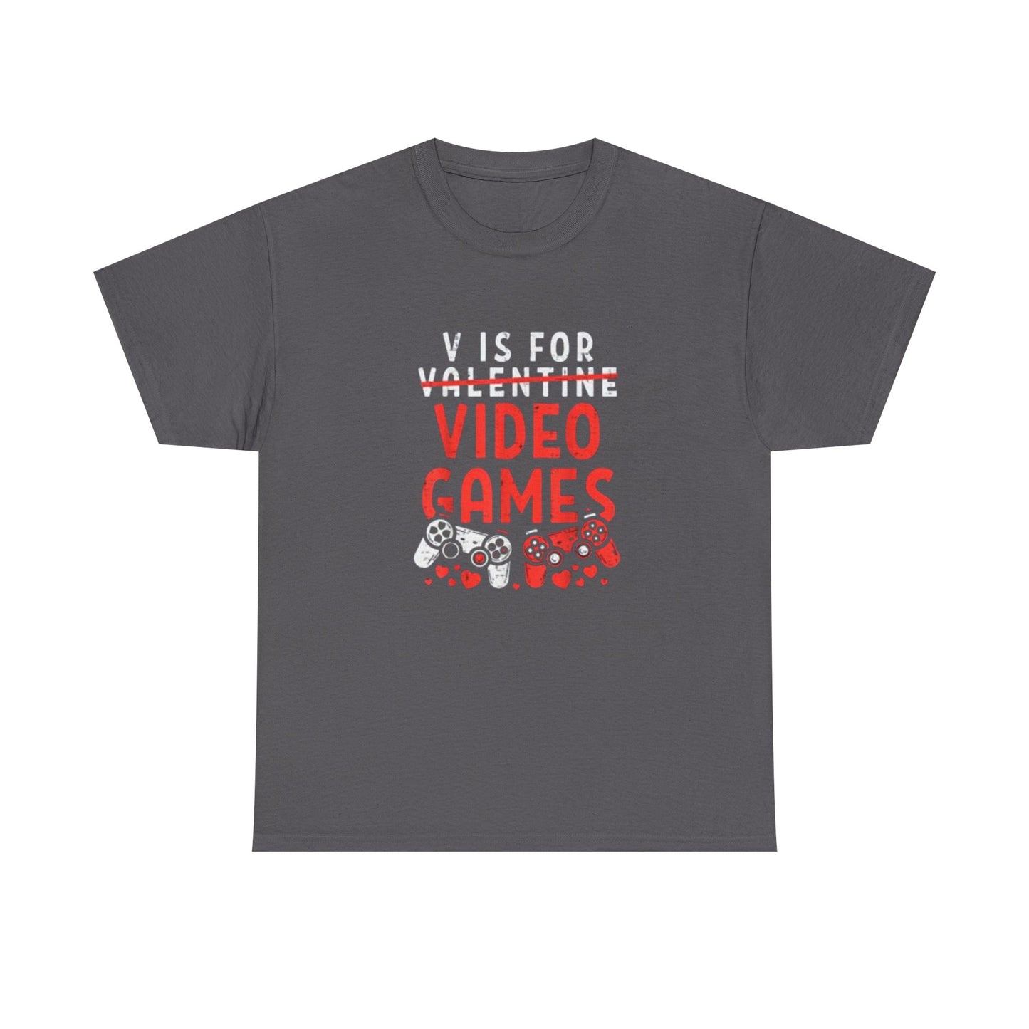 Funny Valentines Day T-Shirt for Gamers V is for Video Games Gift for Boys, Men, and Gaming Enthusiasts Unisex T-shirt
