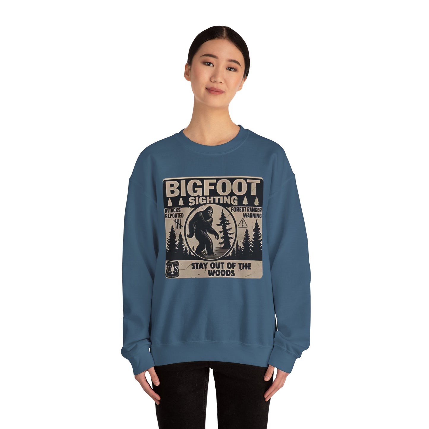 Bigfoot Sighting Retro Sweatshirt, Funny Sasquatch Crewneck, Ranger Warning Forest Attacks Vintage Jumper, Stay Out Woods Unisex Hoodie,
