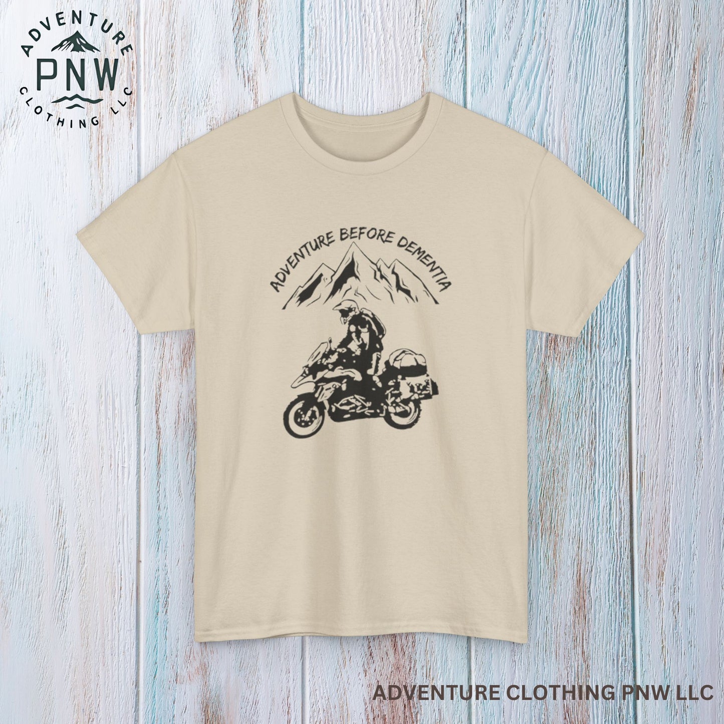 Adventure Before Dementia T-Shirt, Motorcycle & Mountain Travel Tee, Unisex Hiking and Camping Shirt for Outdoor Enthusiasts