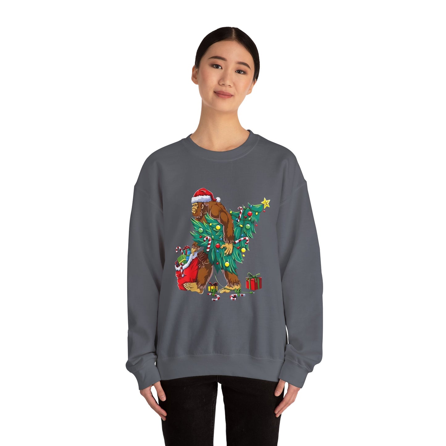 Bigfoot Christmas Lights Sweatshirt, Sasquatch Xmas Jumper, Holiday Bigfoot Sweater, Unisex Bigfoot Crewneck, Christmas Sweatshirt for Men