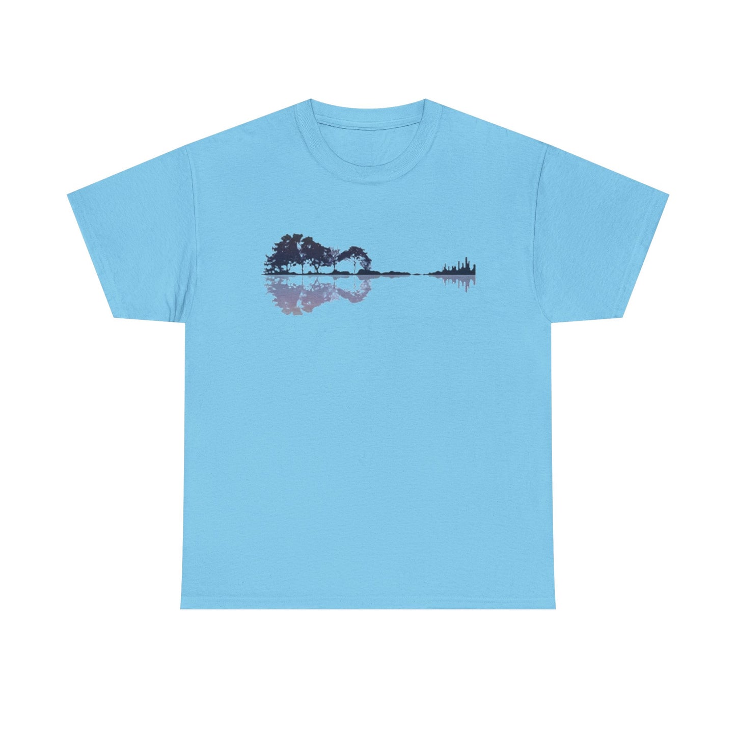 Nature Guitar Men T-Shirt, Creative Guitar Printed Tee for Glamping & Adventure, Outdoorsy Shirt