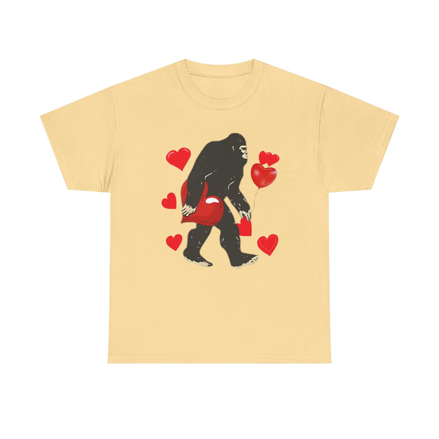 Bigfoot Valentine Shirt, Funny Bigfoot Love Tee, Valentines Day Gift, V-Day Heart T-Shirt, Unisex Heavy Cotton Tee, Sasquatch Valentine