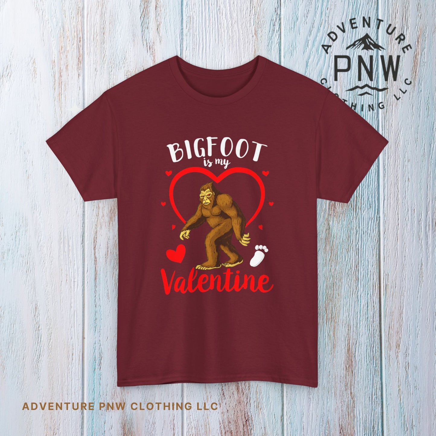 Bigfoot Is My Valentine Unisex Tee, Bigfoot Lover Gift, Cryptid Valentine Shirt, Folklore Love Tee, Funny Vday Tee, Valentines Day Gift
