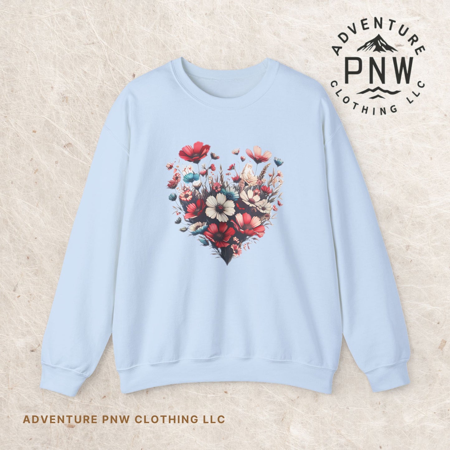 Heart Shaped Flowers Sweatshirt - Floral Graphic Shirt, Botanical Garden Lover Gift, Romantic Nature Print Apparel, Spring Blossoms Top,